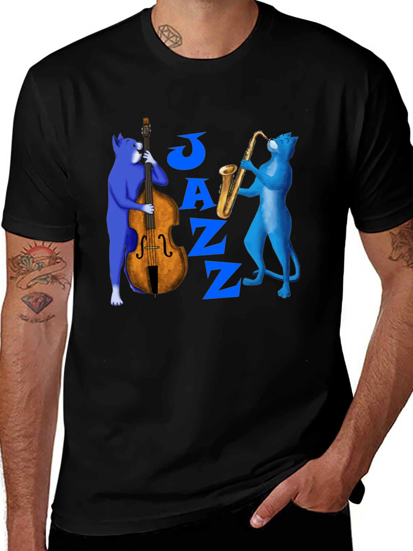Variant 11 of Jazz Cats T-Shirt - Musical Feline Design