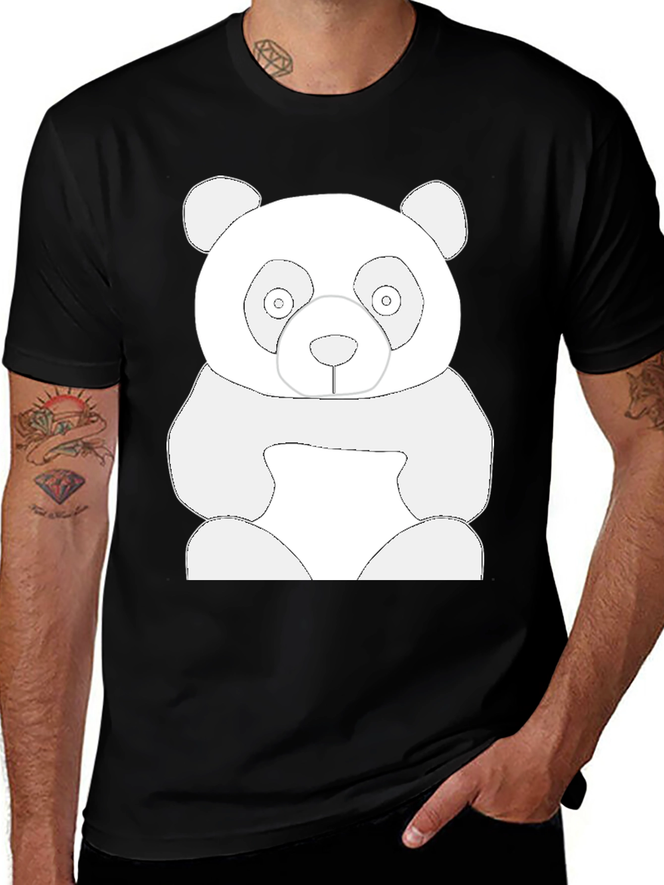 Variant 28 of Cool Panda Graphic Tee - Black Cotton T-Shirt