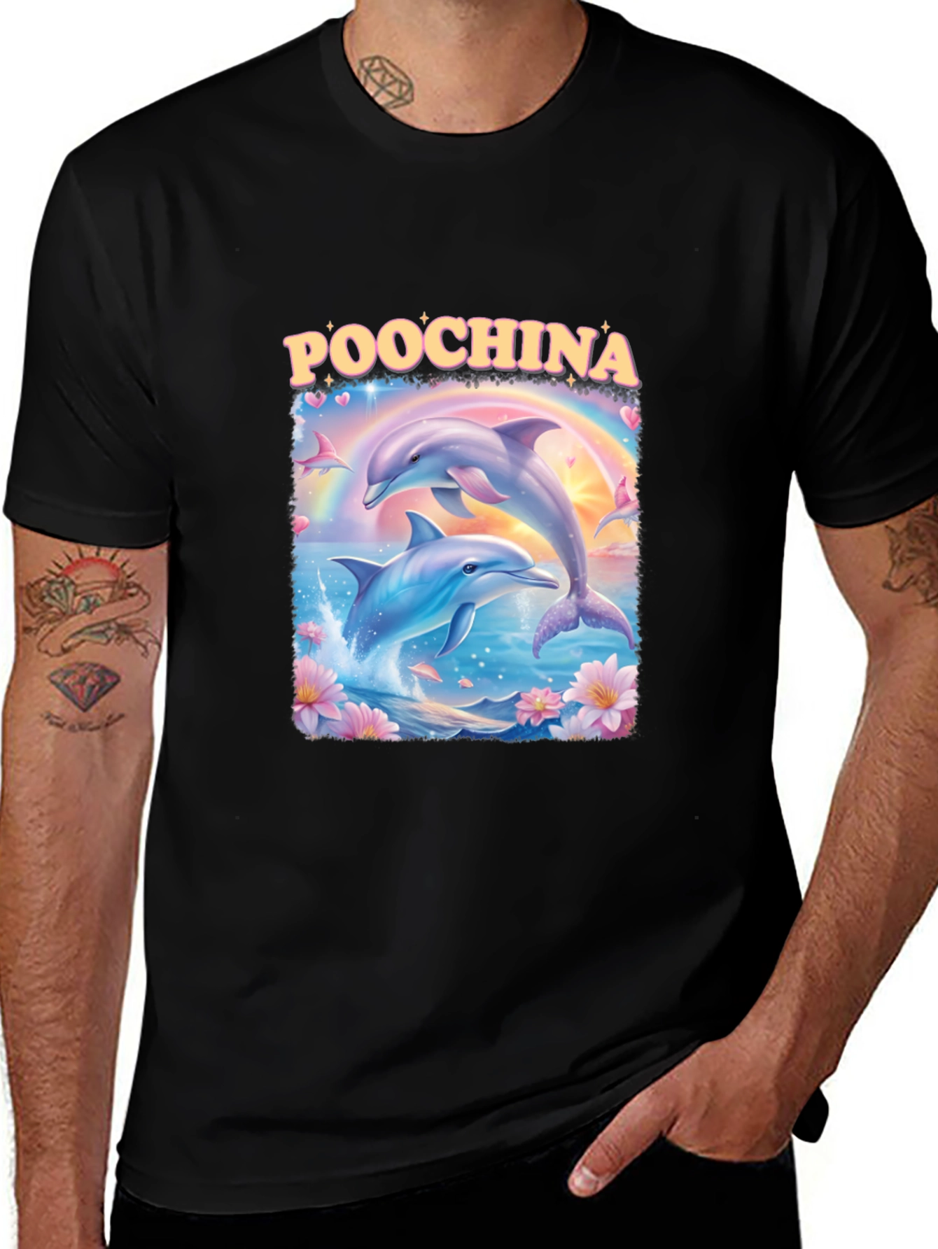 Variant 4 of Poochina Dolphin T-Shirt - Black