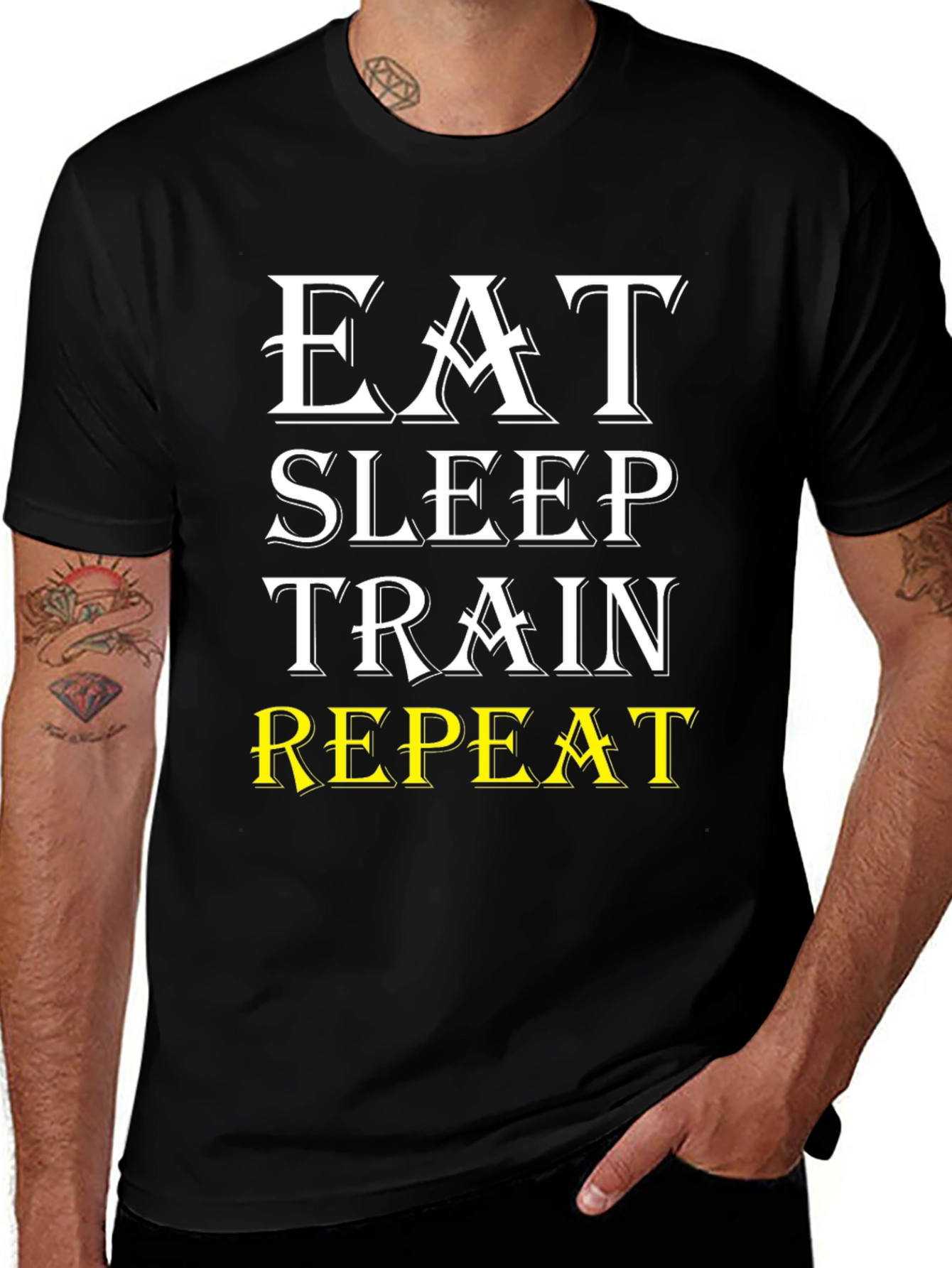 Variant 10 of Eat Sleep Train Repeat Fitness T-Shirt