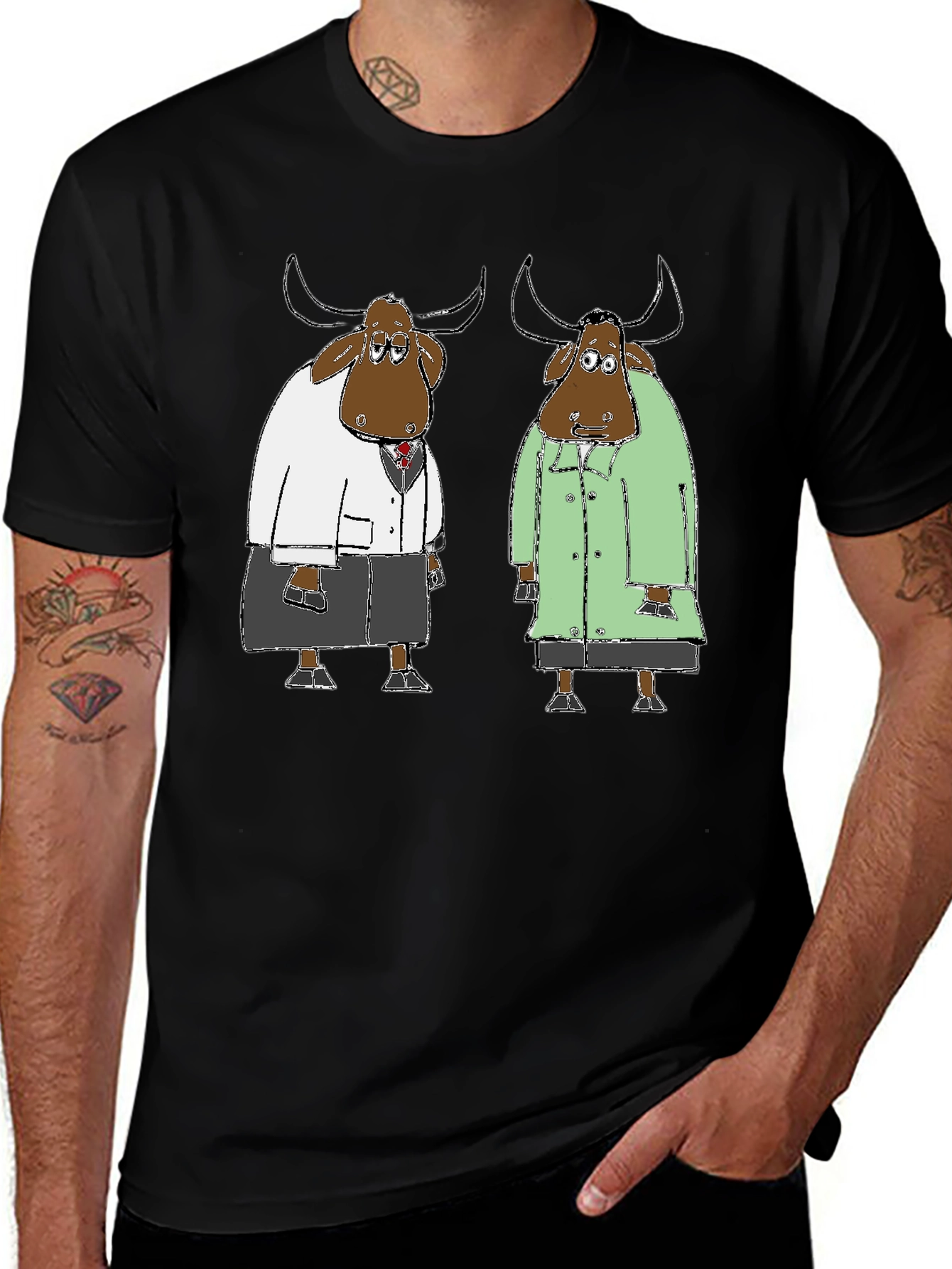 Variant 7 of Cartoon Buffalo Men's Black T-Shirt