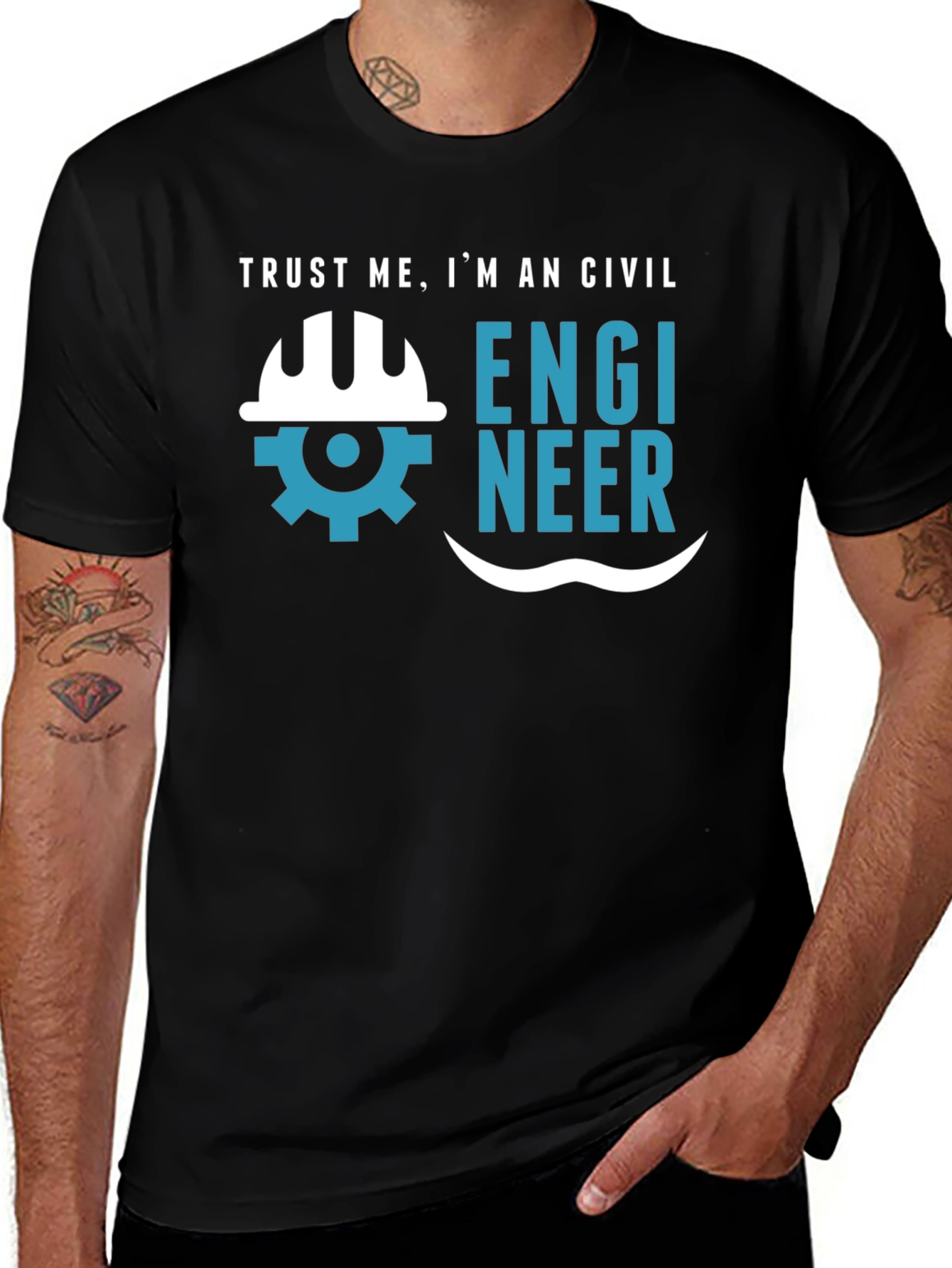 Variant 11 of Trust Me, I'm a Civil Engineer Black T-Shirt