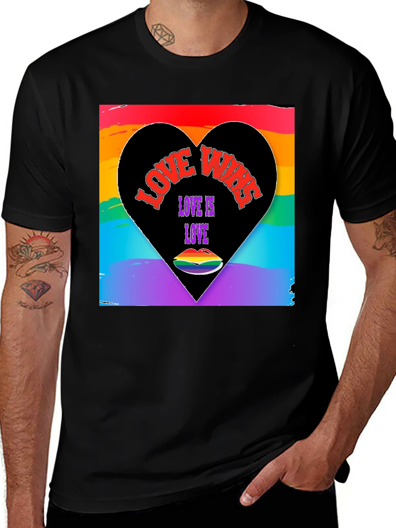 Variant 10 of Love Vibes T-Shirt - Rainbow Pride Design
