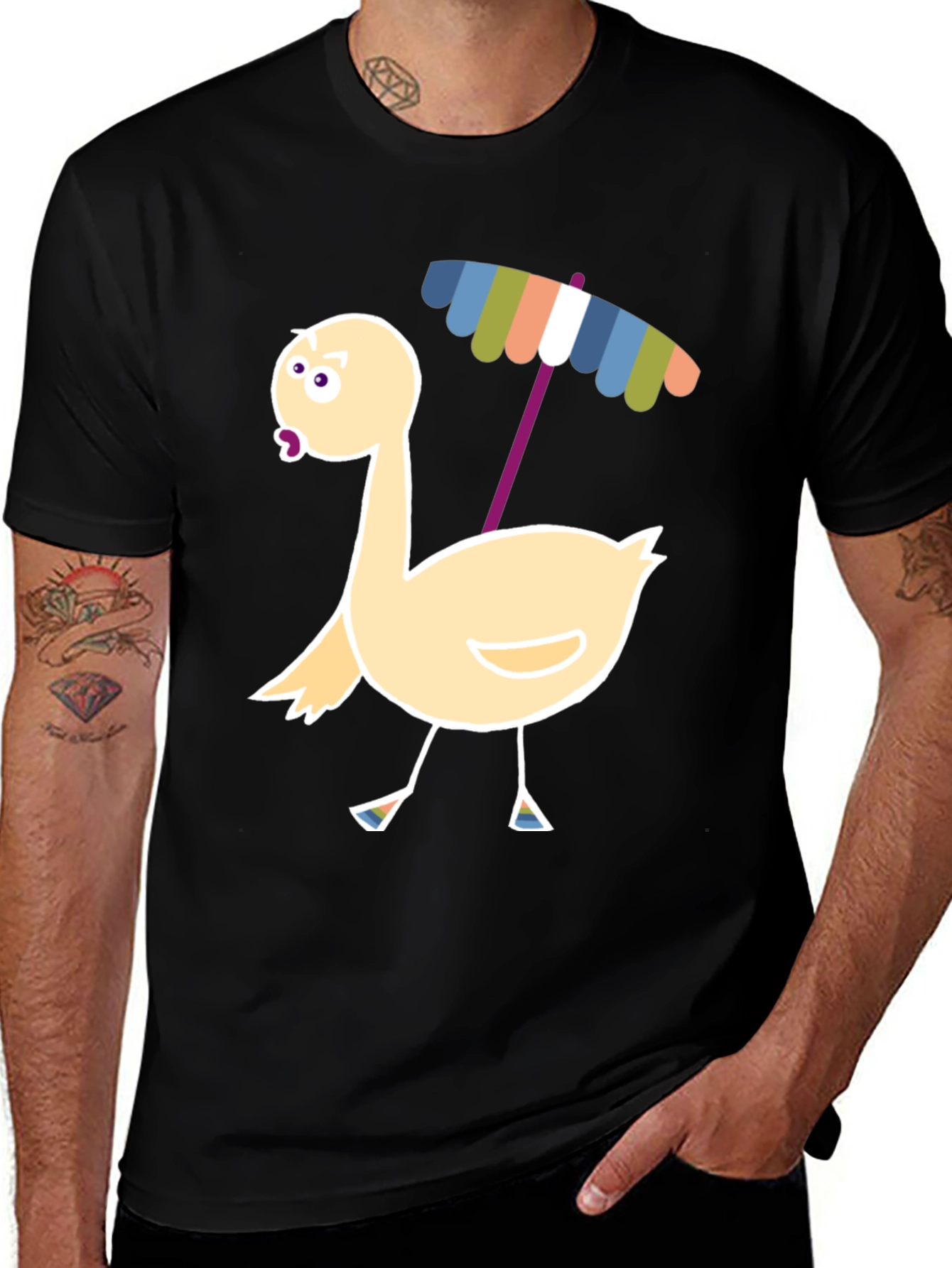 Variant 25 of Funny Duck with Umbrella Graphic T-Shirt