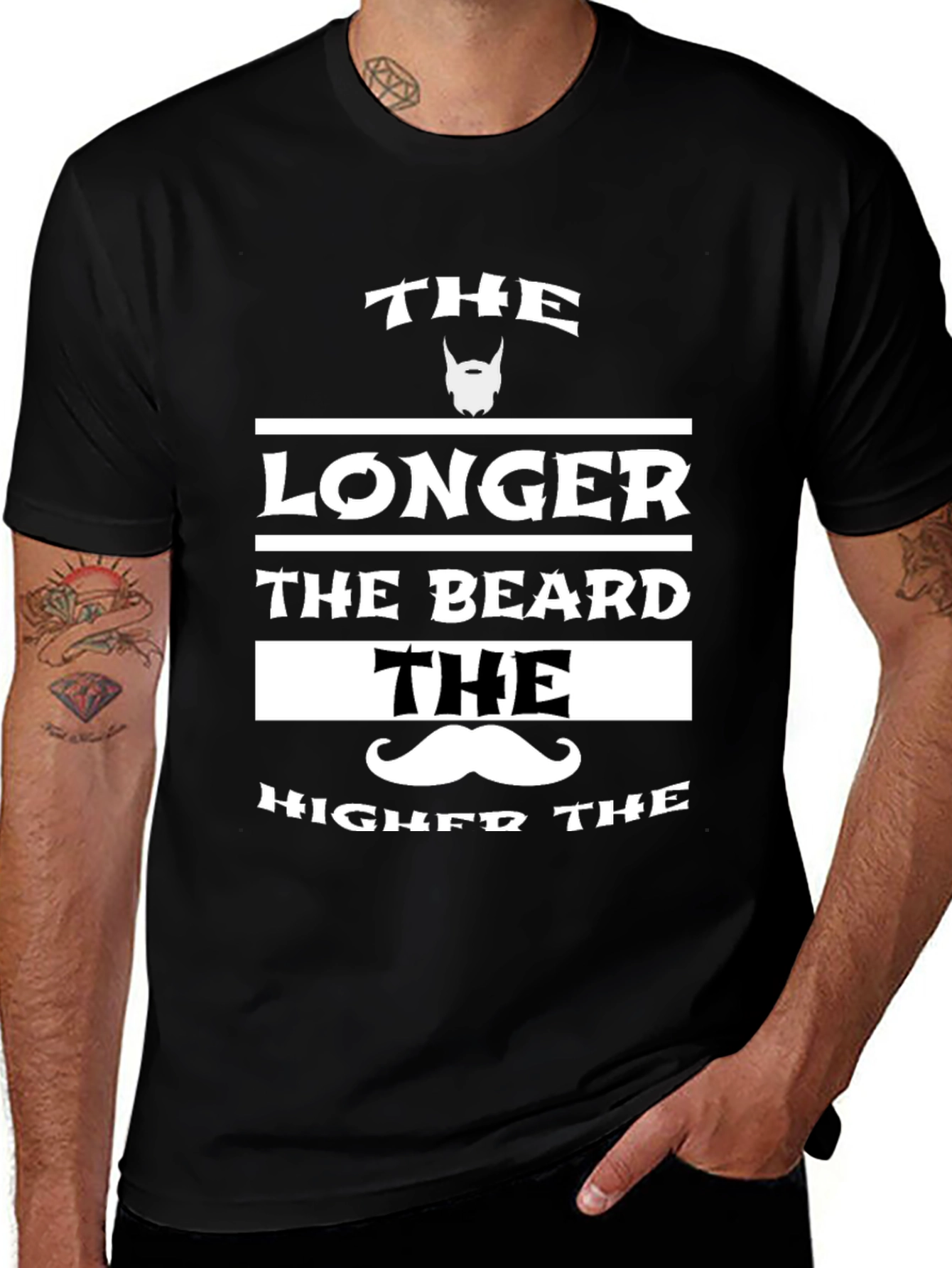 Variant 14 of The Longer the Beard Black Graphic T-Shirt