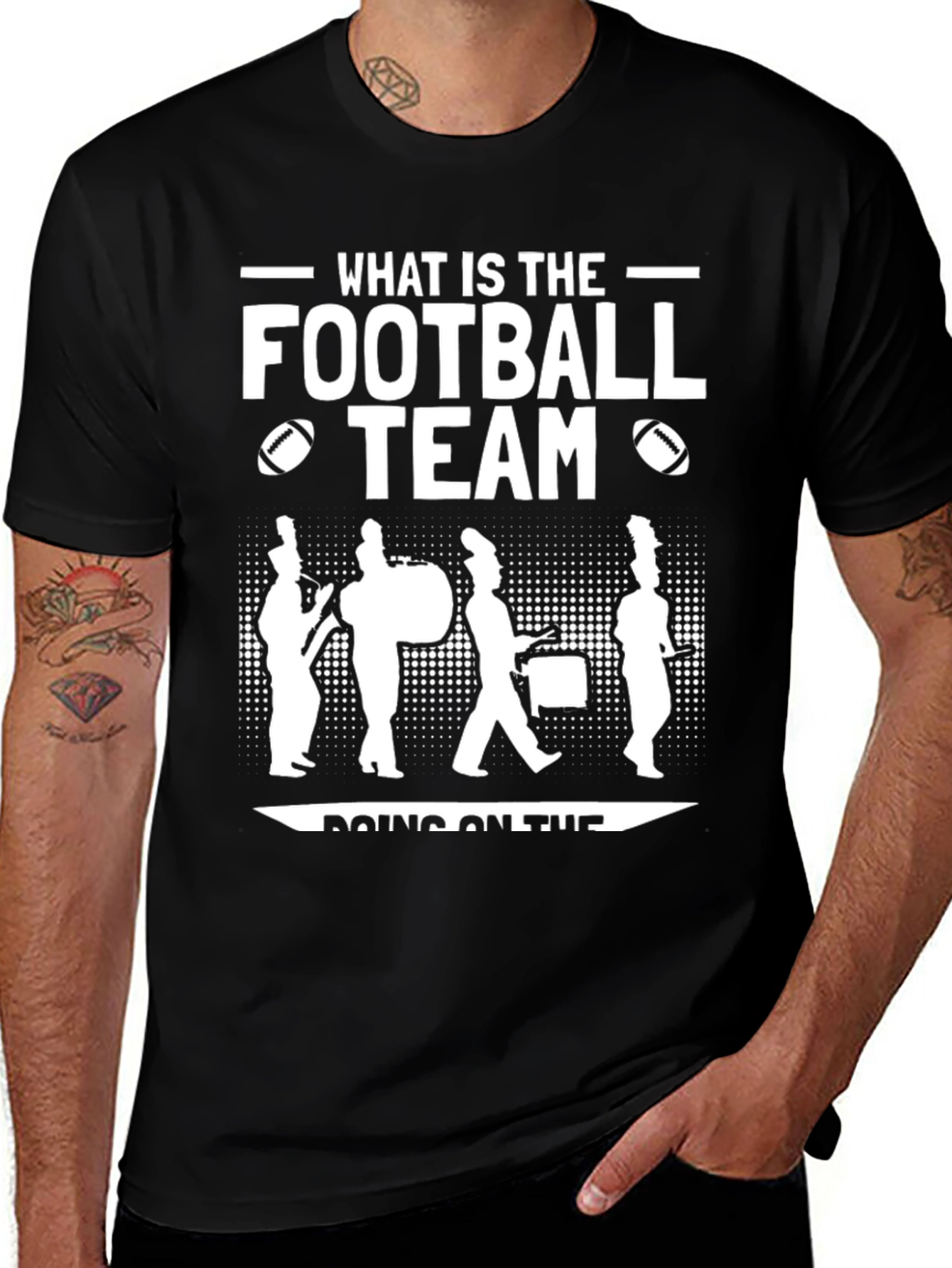 Variant 7 of Funny Football Team Marching Band Black T-Shirt