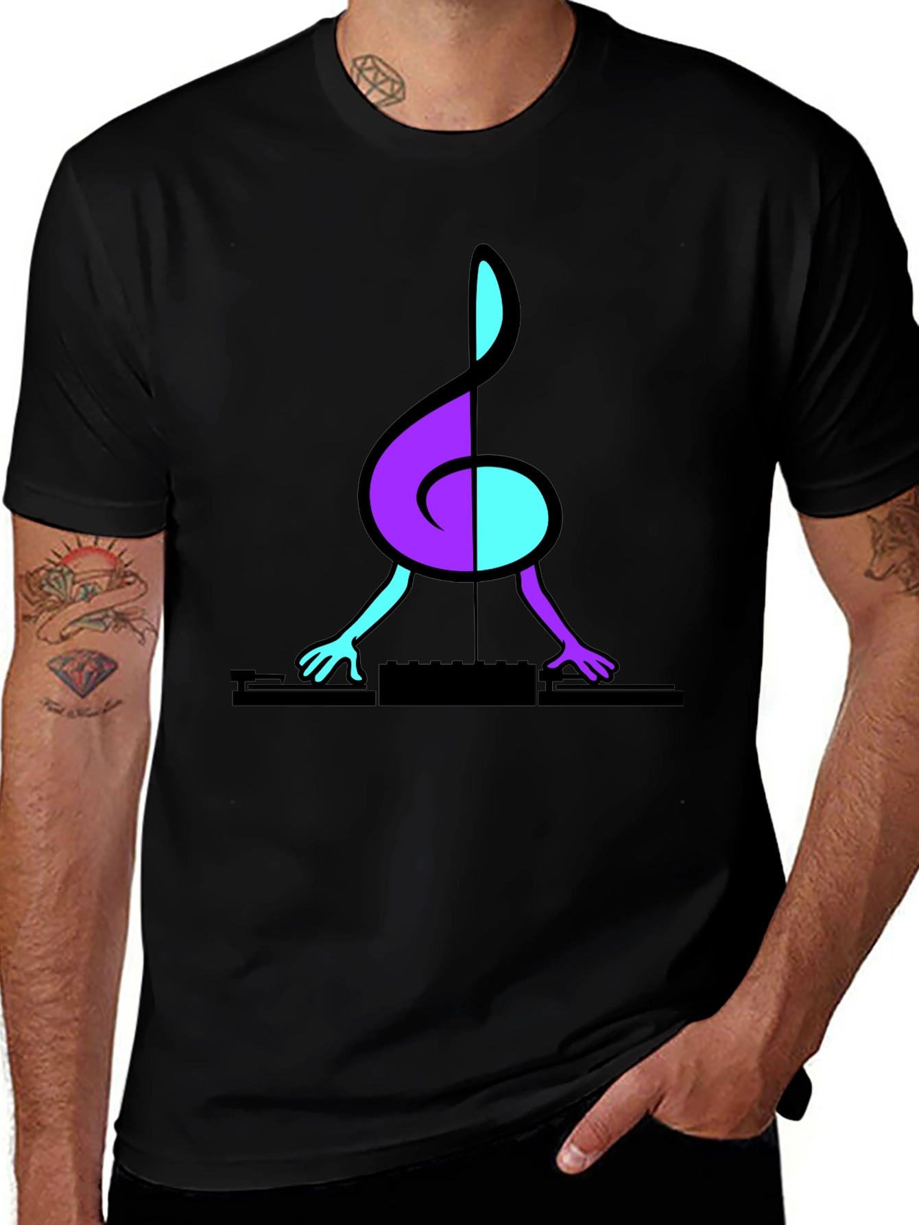 Variant 16 of DJ Music Note T-Shirt - Black Cotton