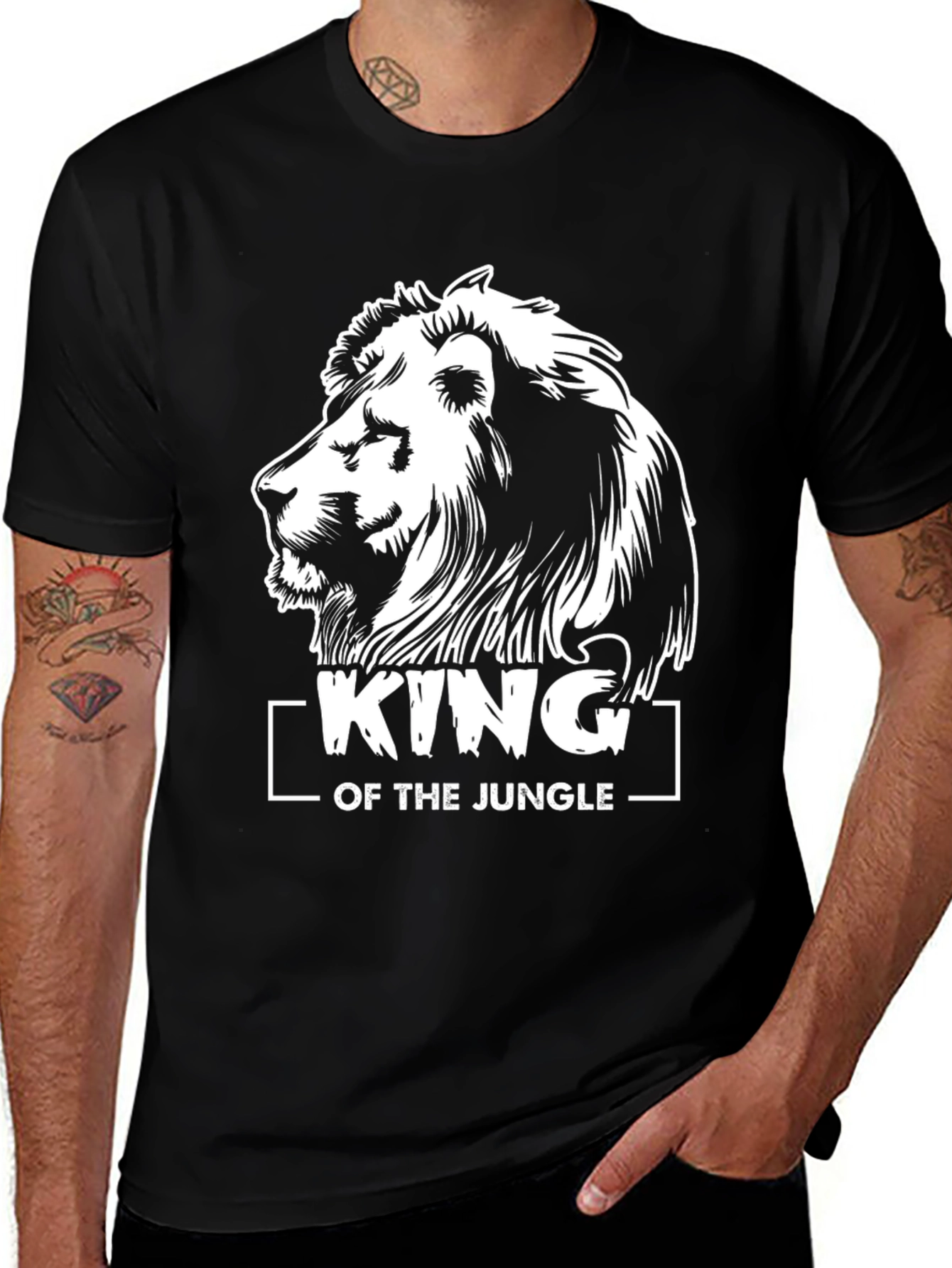 Variant 21 of King of the Jungle Lion Graphic Tee - Black