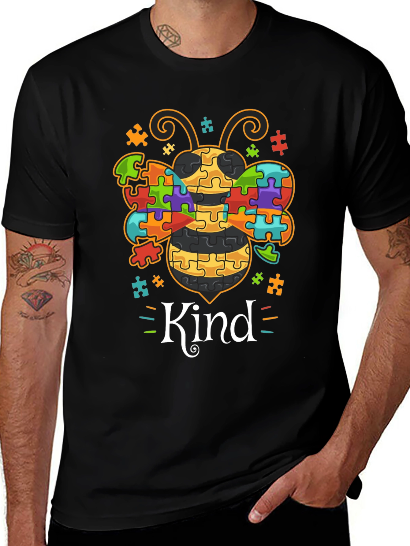 Kind Autism Awareness Puzzle Bee T-Shirt