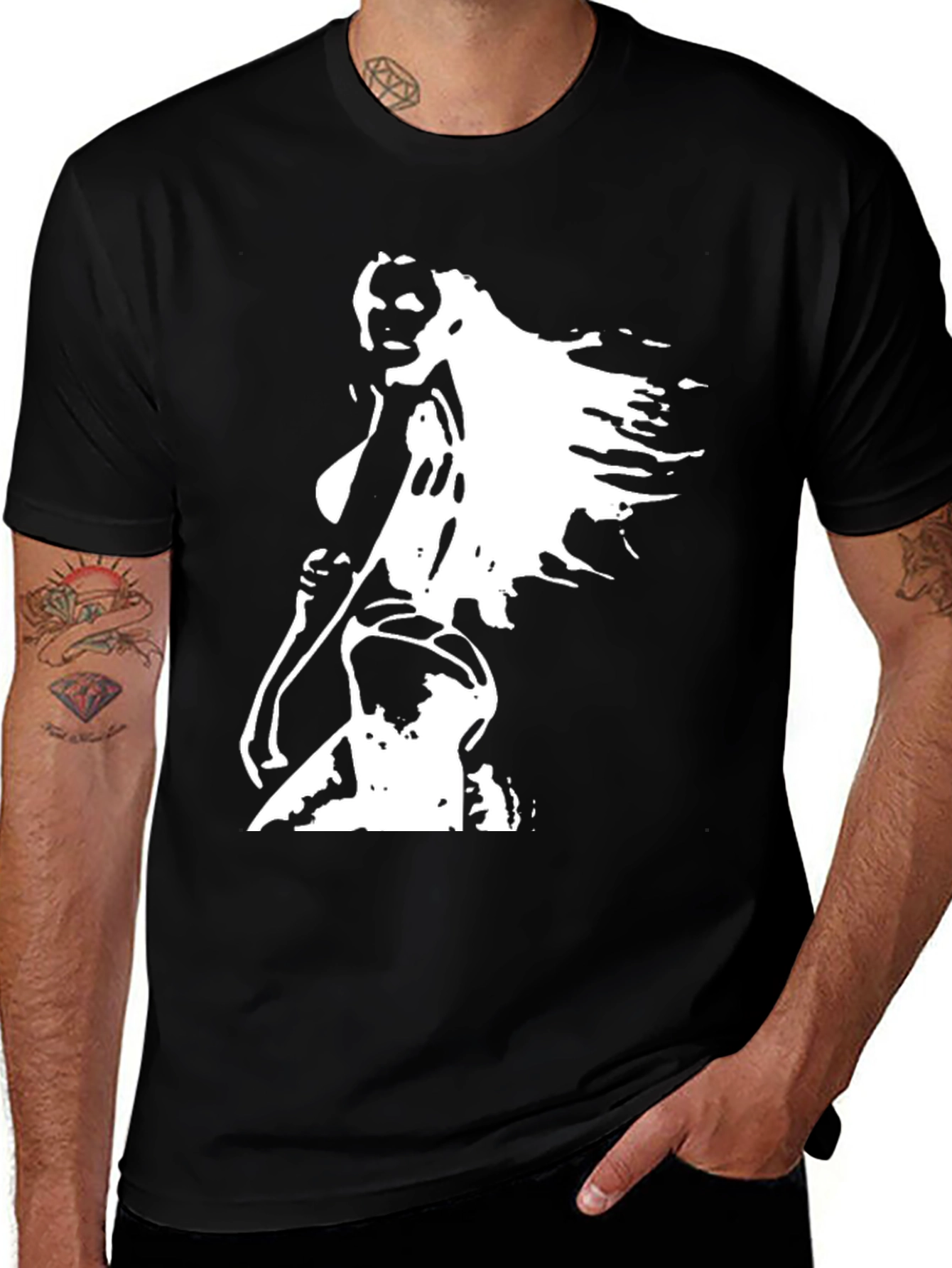 Variant 3 of Black T-Shirt with Woman Silhouette Graphic