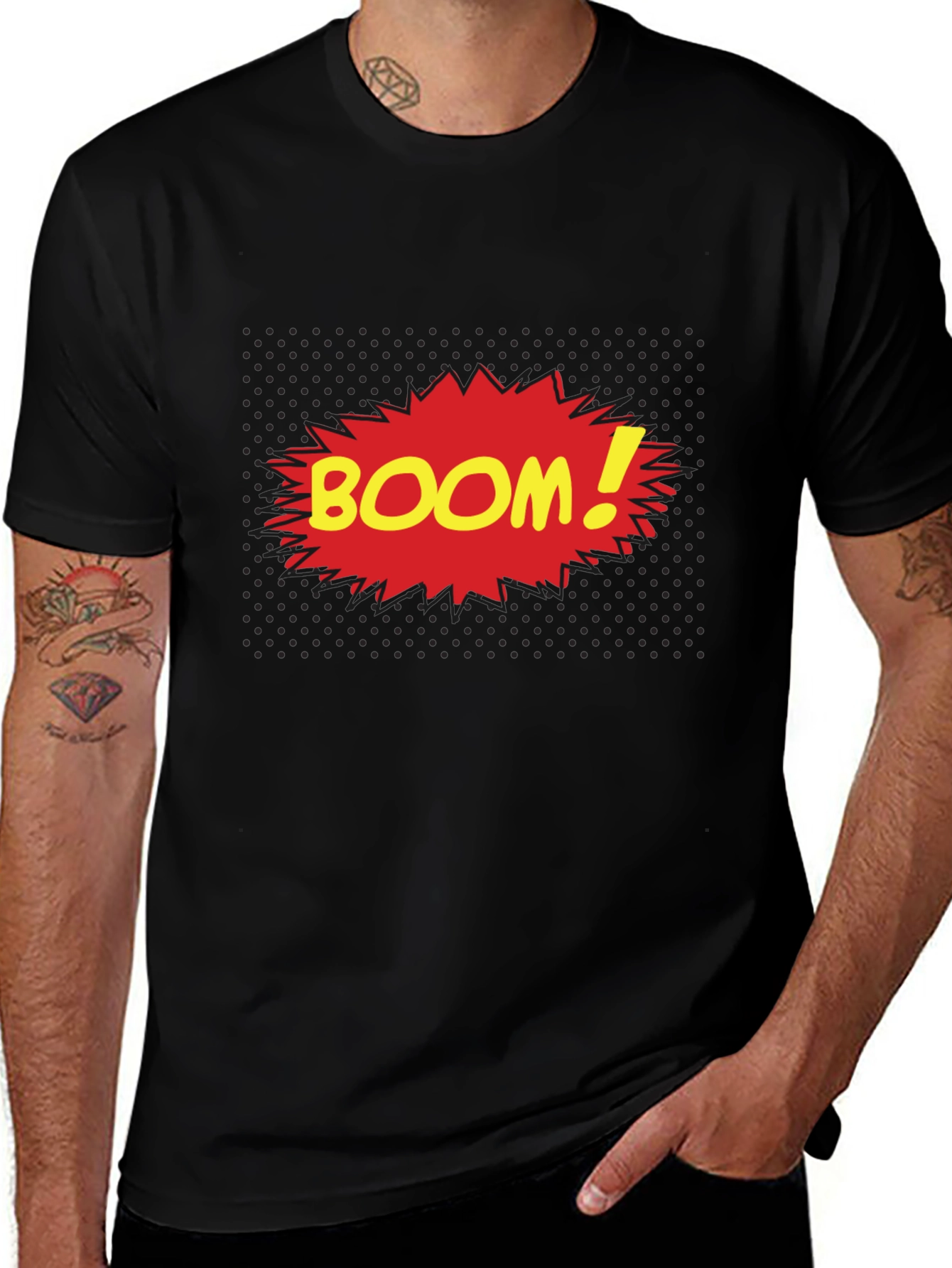 Comic Book Style BOOM! T-Shirt - Black