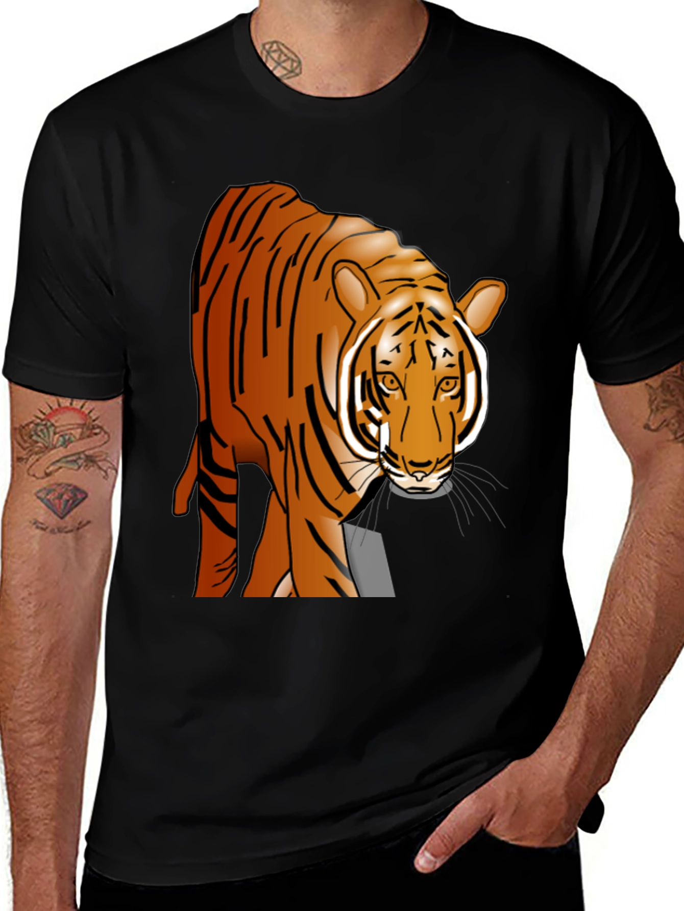 Variant 28 of Tiger Graphic Black T-Shirt - Wildlife Tee