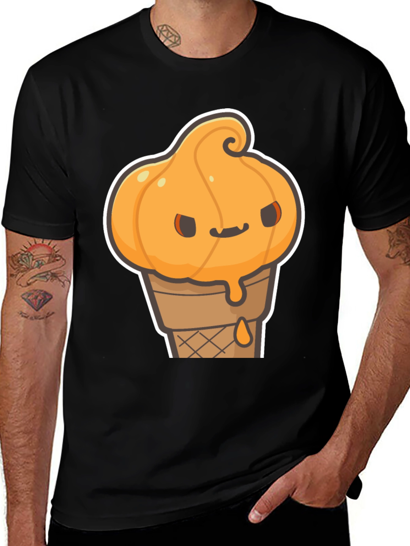 Variant 23 of Fun Pumpkin Ice Cream Cone Graphic Tee