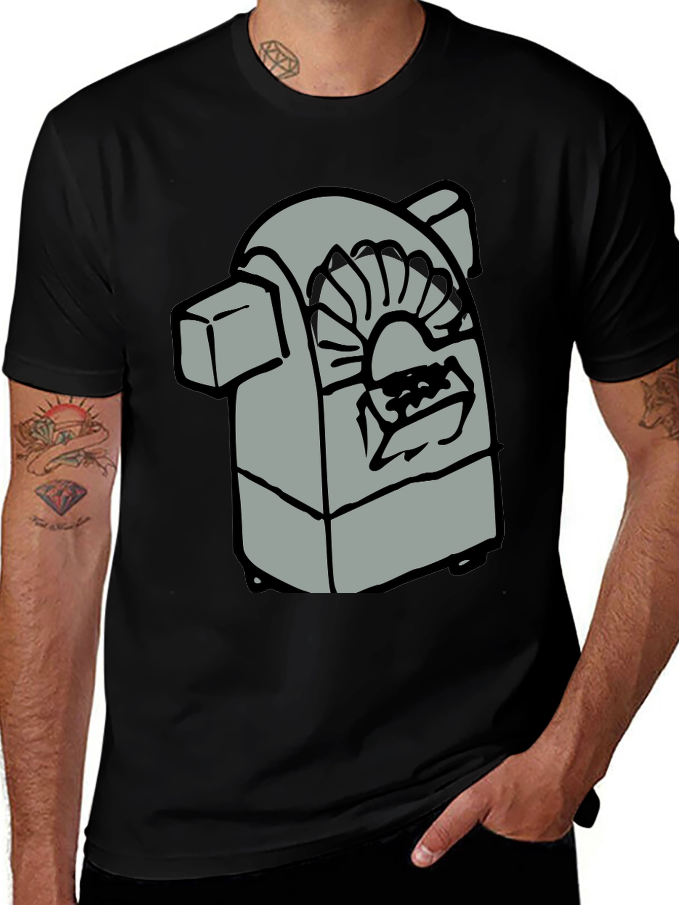 Variant 30 of Retro Telephone Graphic Tee - Black