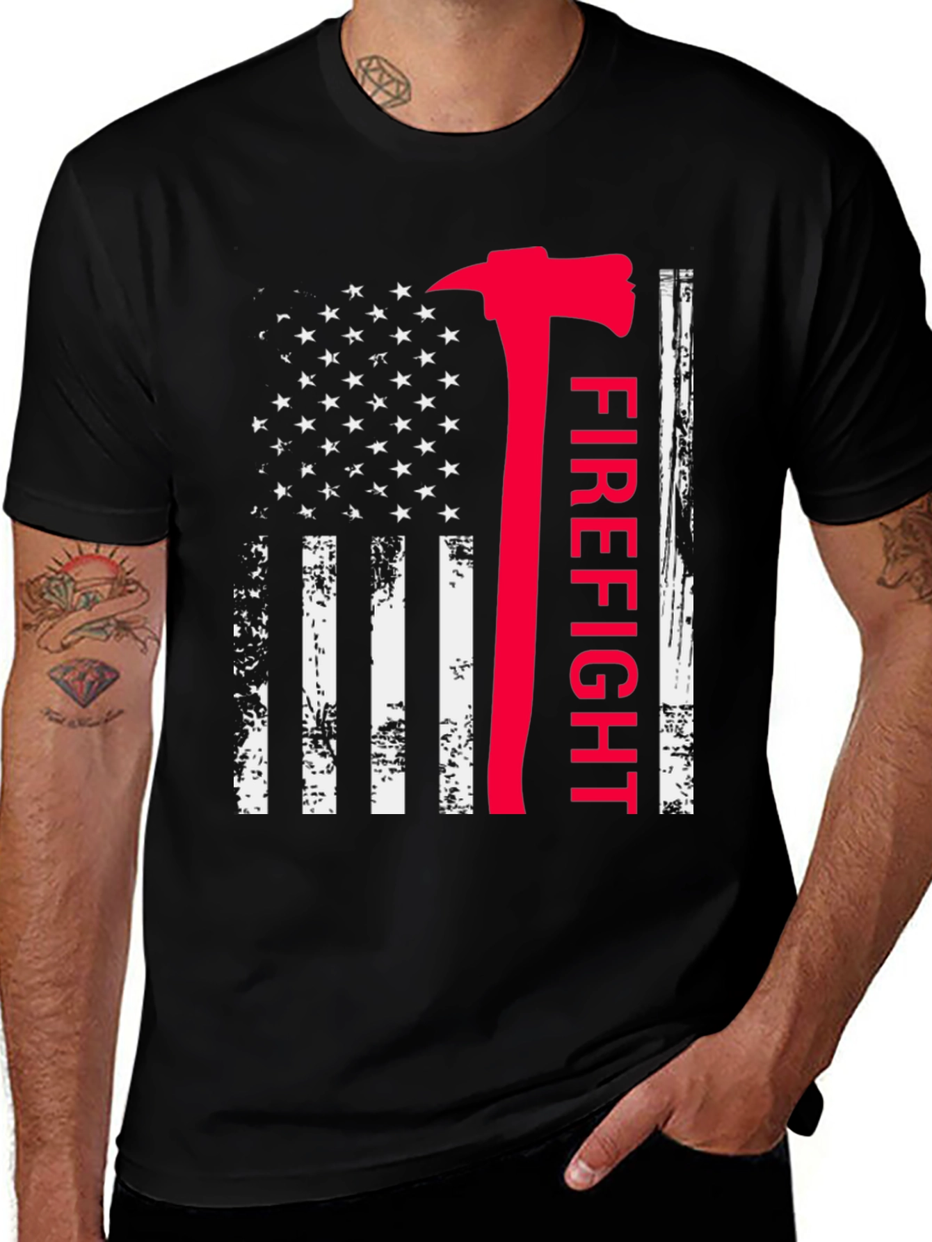 Firefight Axe American Flag Graphic Tee