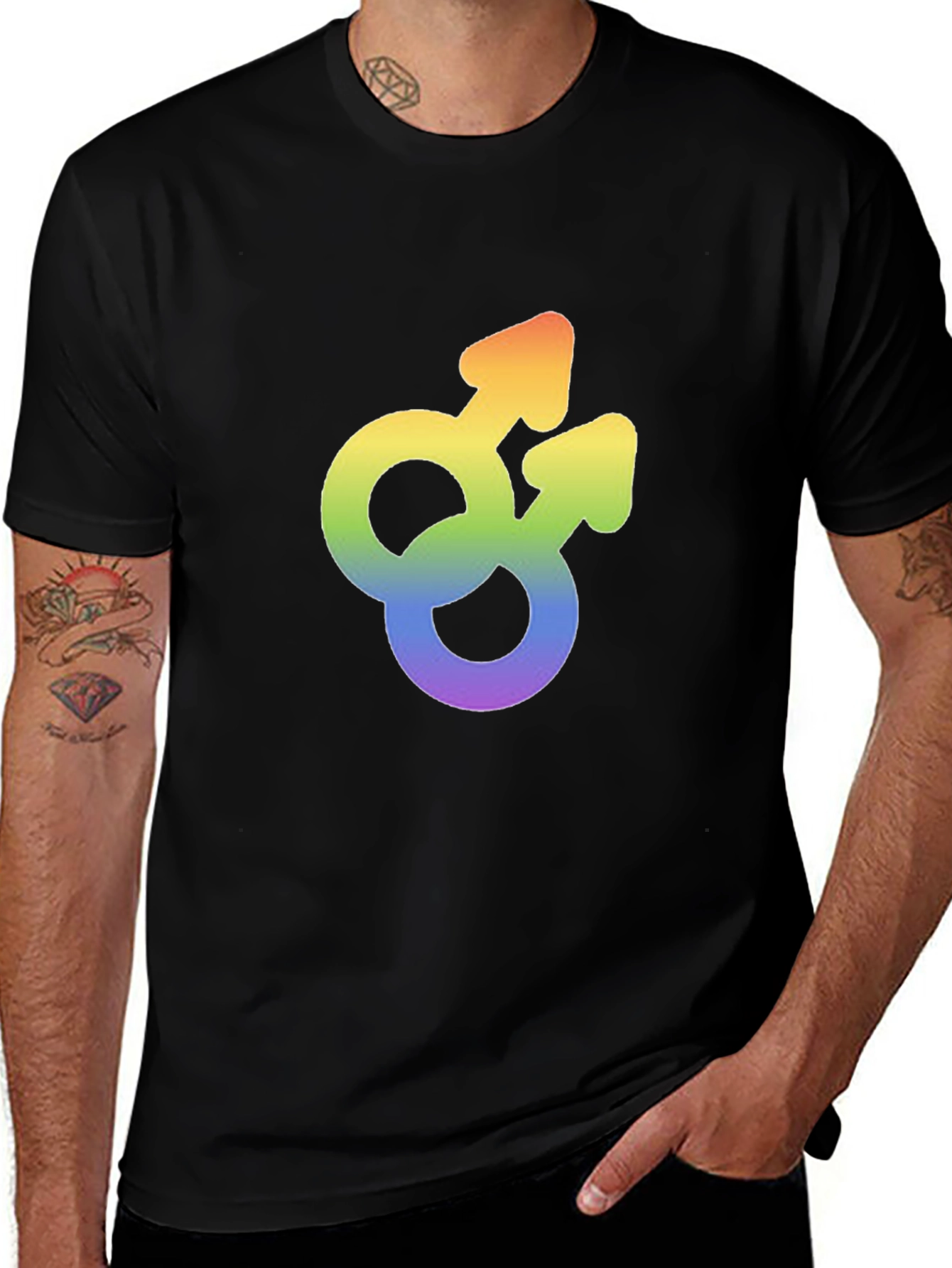 Variant 4 of Gay Pride Rainbow Double Mars Symbol T-Shirt