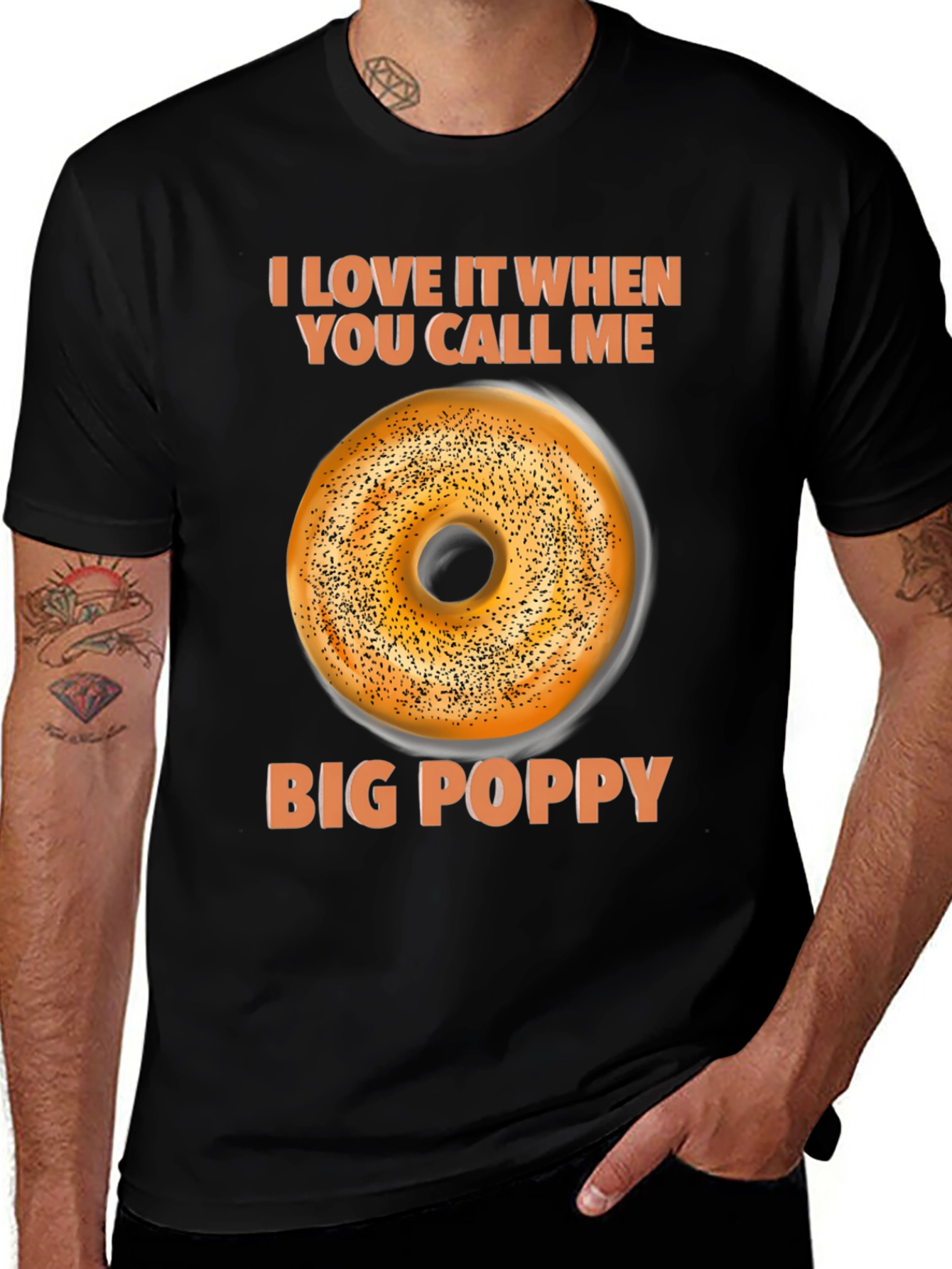 Variant 10 of Big Poppy Bagel T-Shirt - Funny Foodie Tee