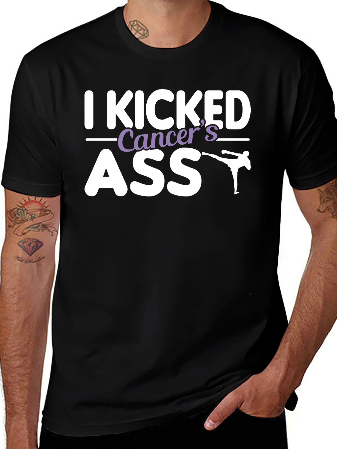 Variant 8 of I Kicked Cancer's Ass Graphic Tee