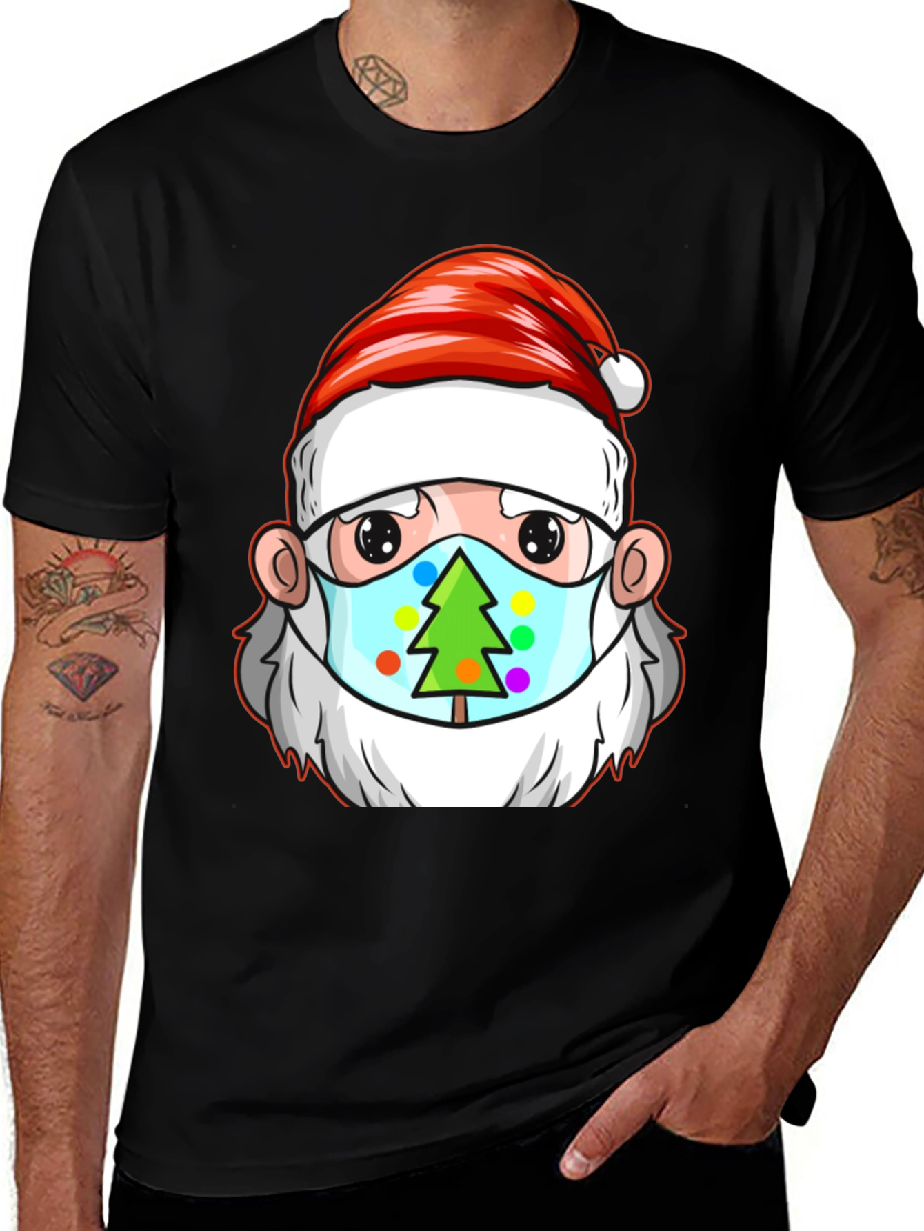 Festive Santa Mask Tee - Holiday Cheer
