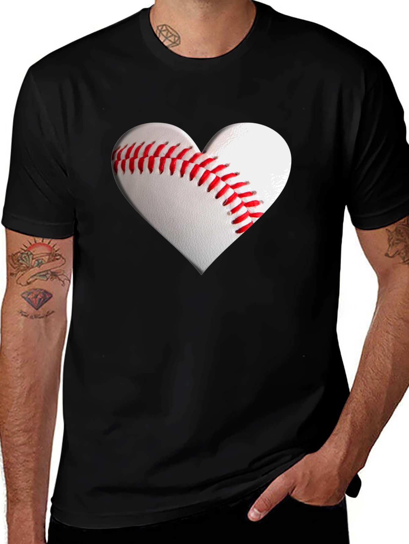 Variant 17 of Baseball Heart Graphic Tee - Sporty Casual Shirt