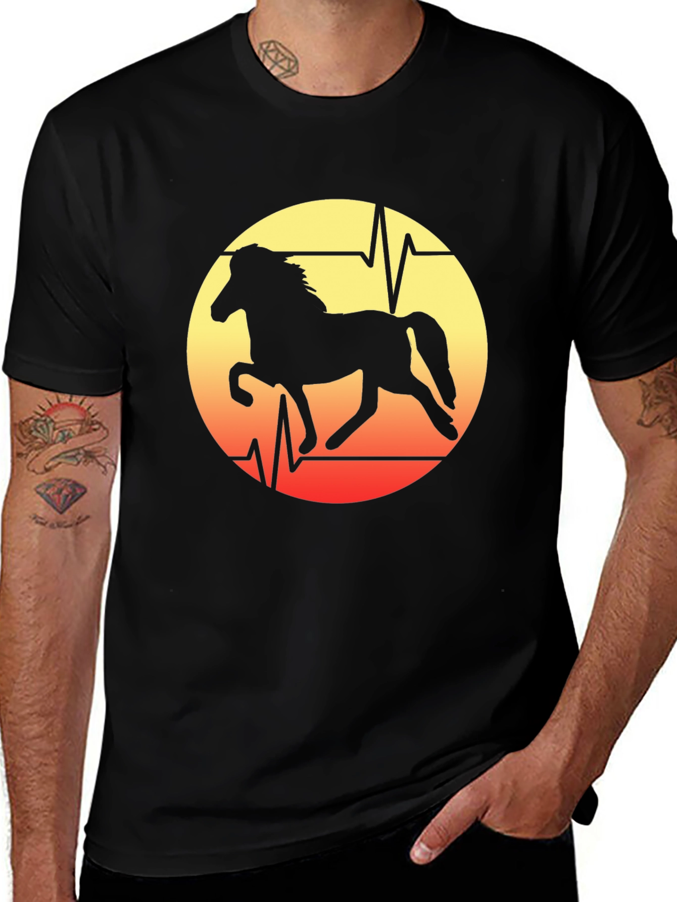 Variant 8 of Horse Heartbeat T-Shirt - Equestrian Lover Tee