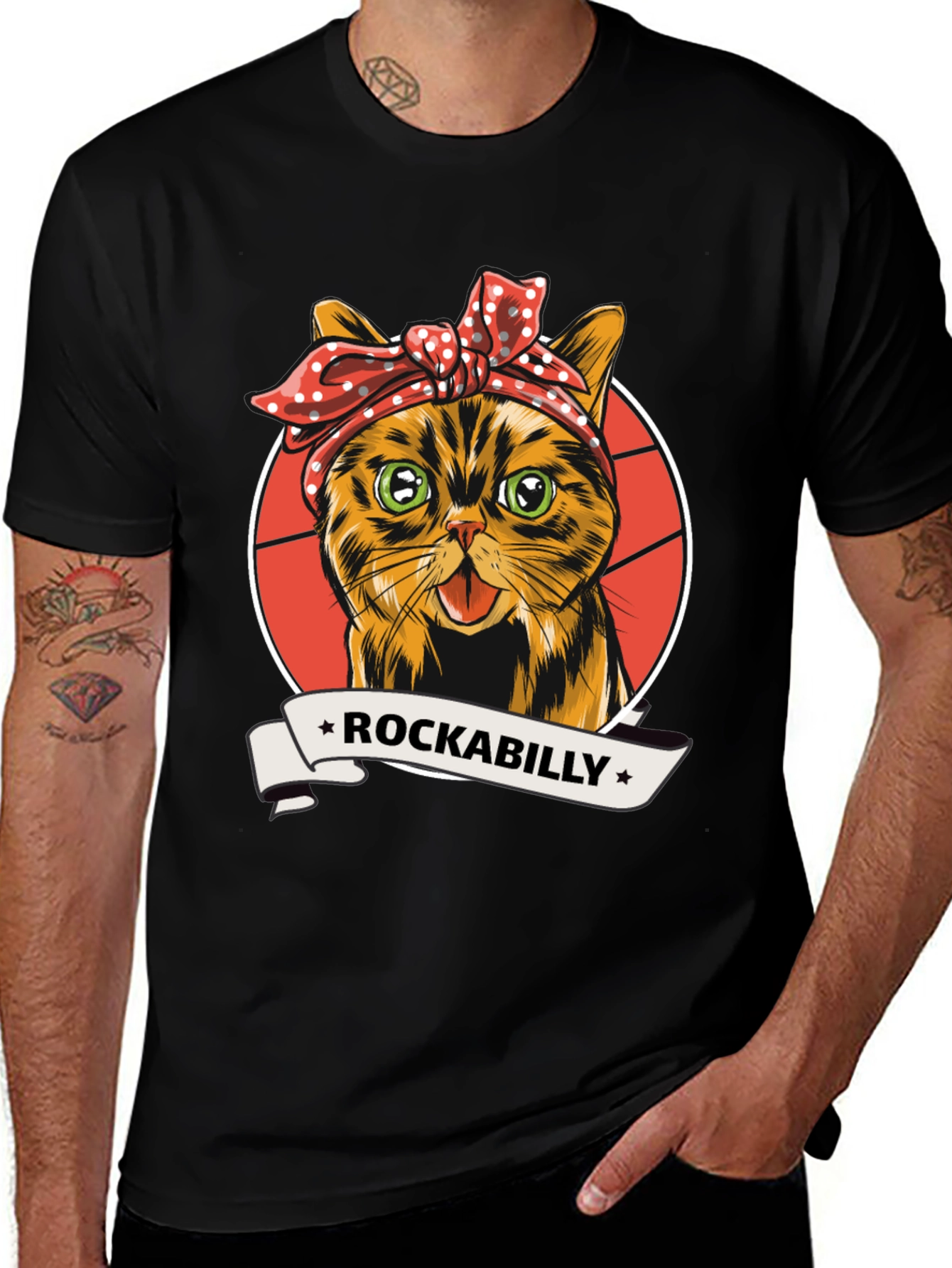 Rockabilly Cat T-Shirt - Cool Retro Style!