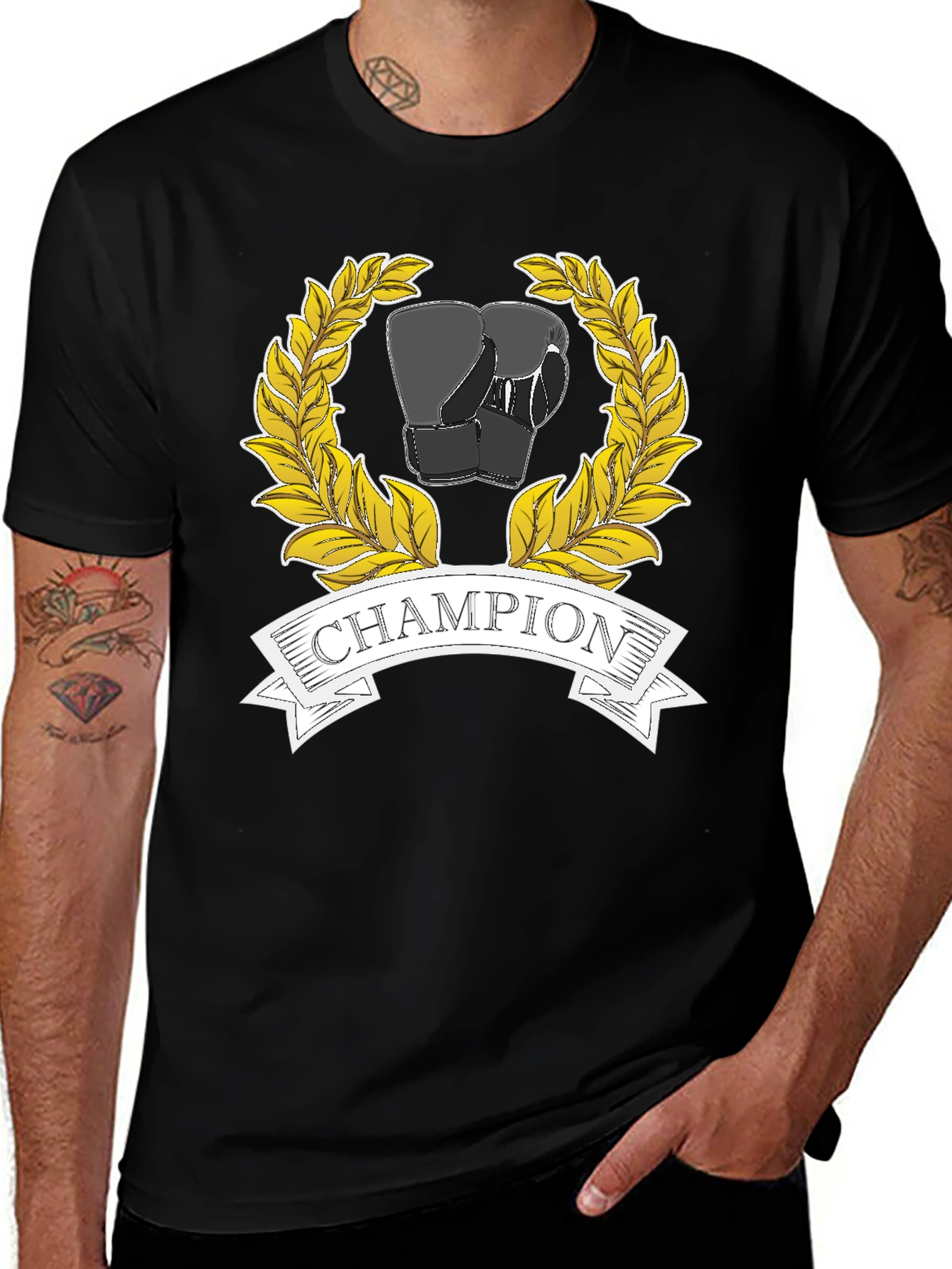 Variant 21 of Champion Boxing Gloves Graphic Tee - Black