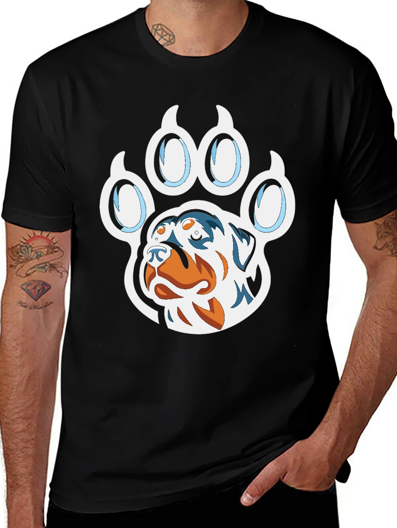 Variant 22 of Dog Paw Print Graphic Tee - Rottweiler