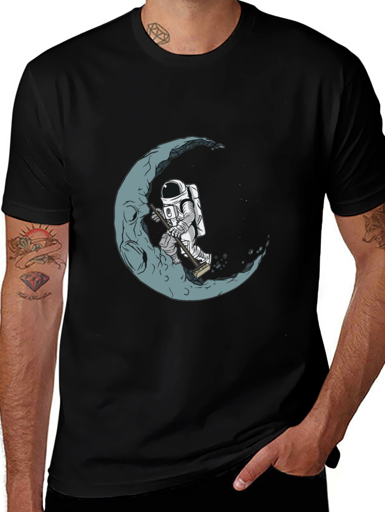 Variant 19 of Astronaut Moon Janitor Black T-Shirt