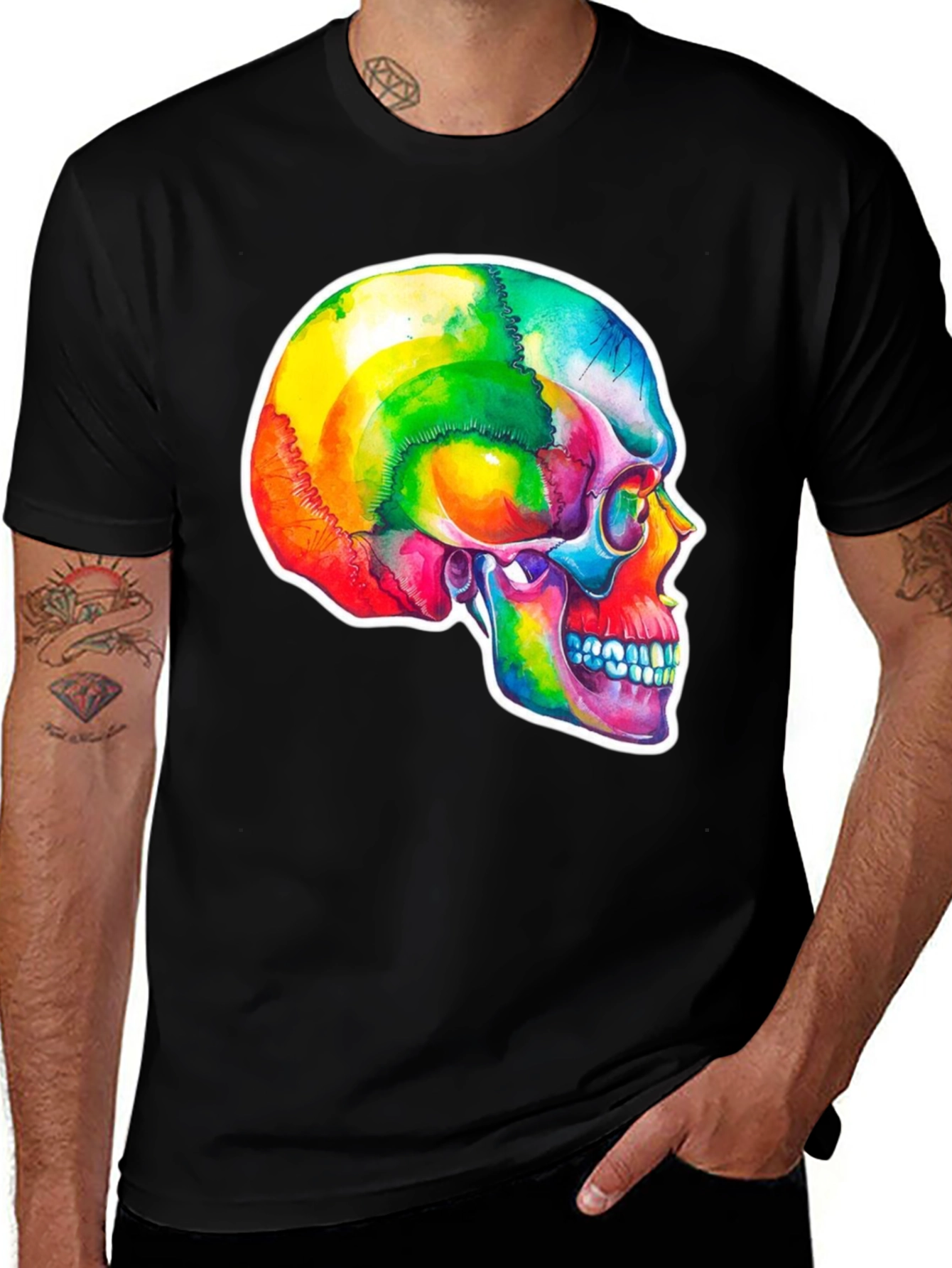 Variant 24 of Rainbow Skull Graphic T-Shirt
