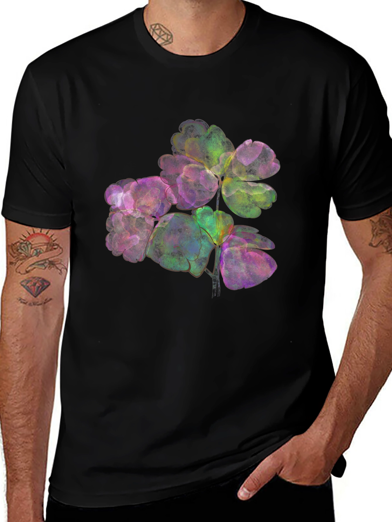 Variant 20 of Abstract Floral Graphic Black Tee