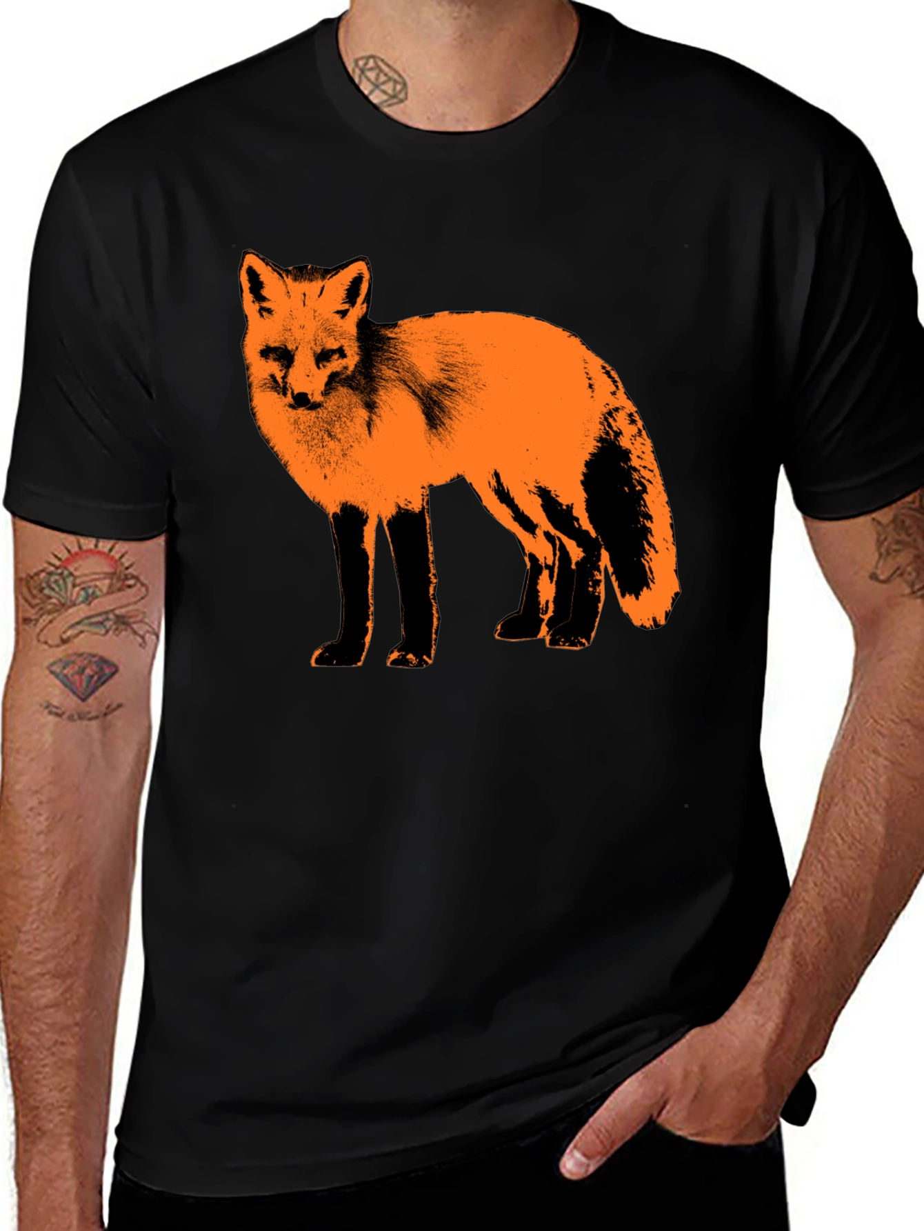Variant 27 of Fox Graphic Print Black T-Shirt