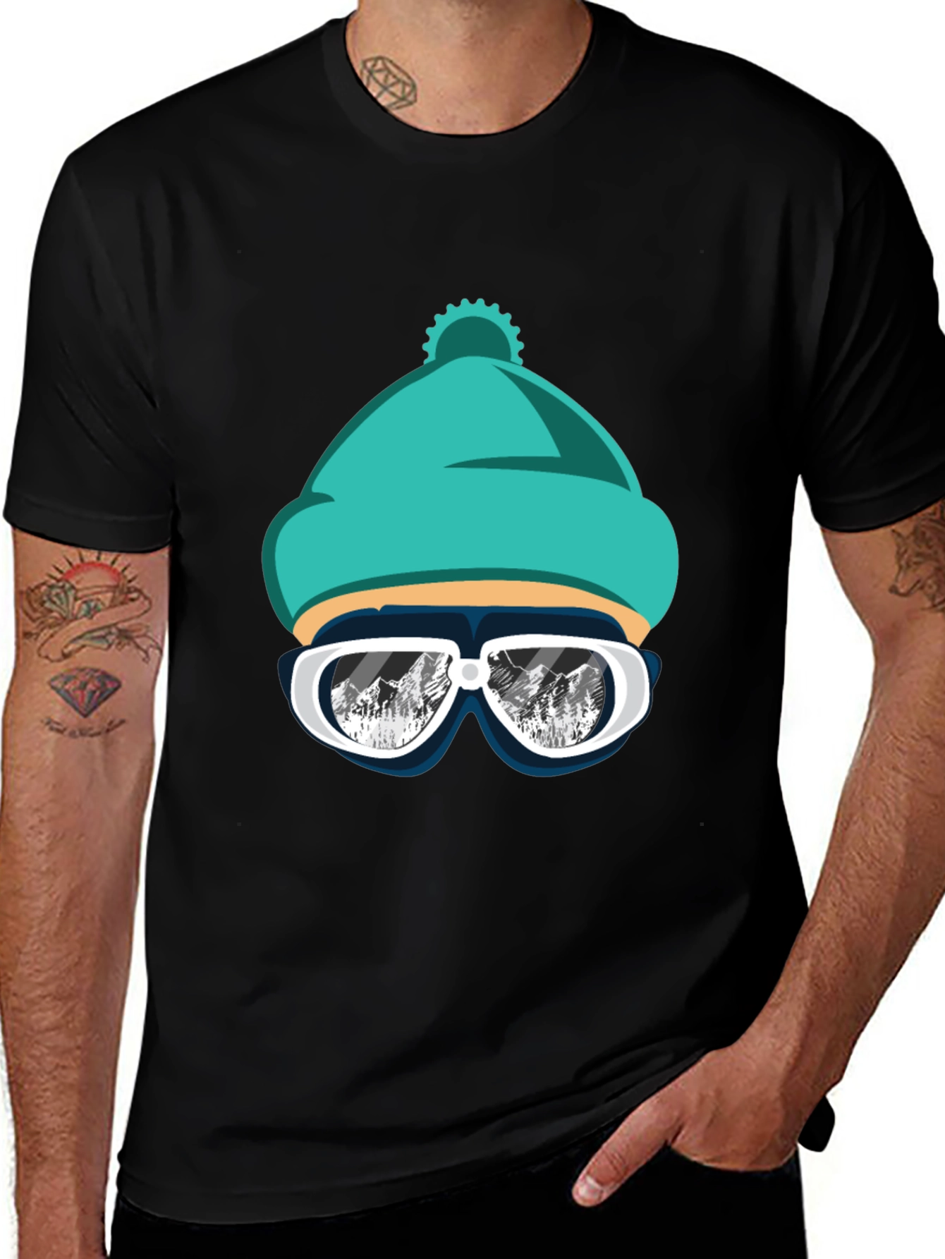 Variant 30 of Cool Winter Ski Beanie T-Shirt