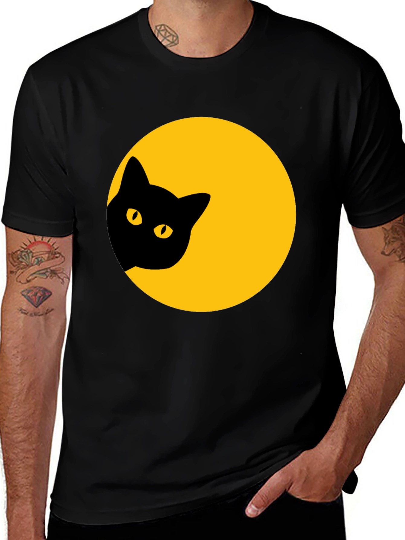 Variant 18 of Black Cat Moon Graphic Tee - Halloween Ready!