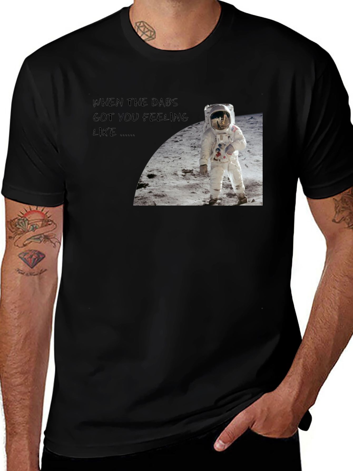 Variant 15 of Dabs Got You Feeling Like Astronaut Black T-Shirt