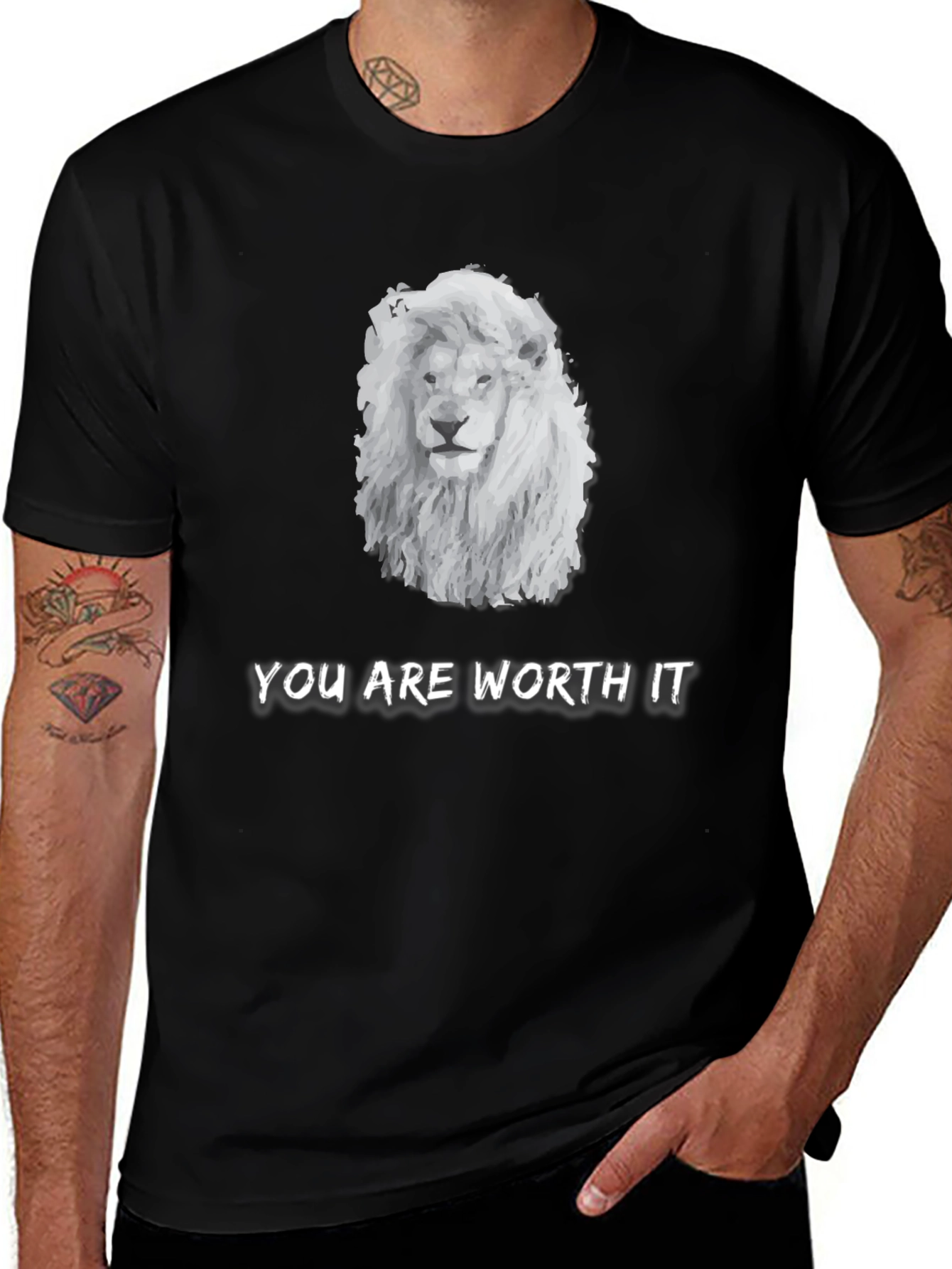 Variant 4 of Lion Graphic Tee - "You Are Worth It" Unisex T-Shirt