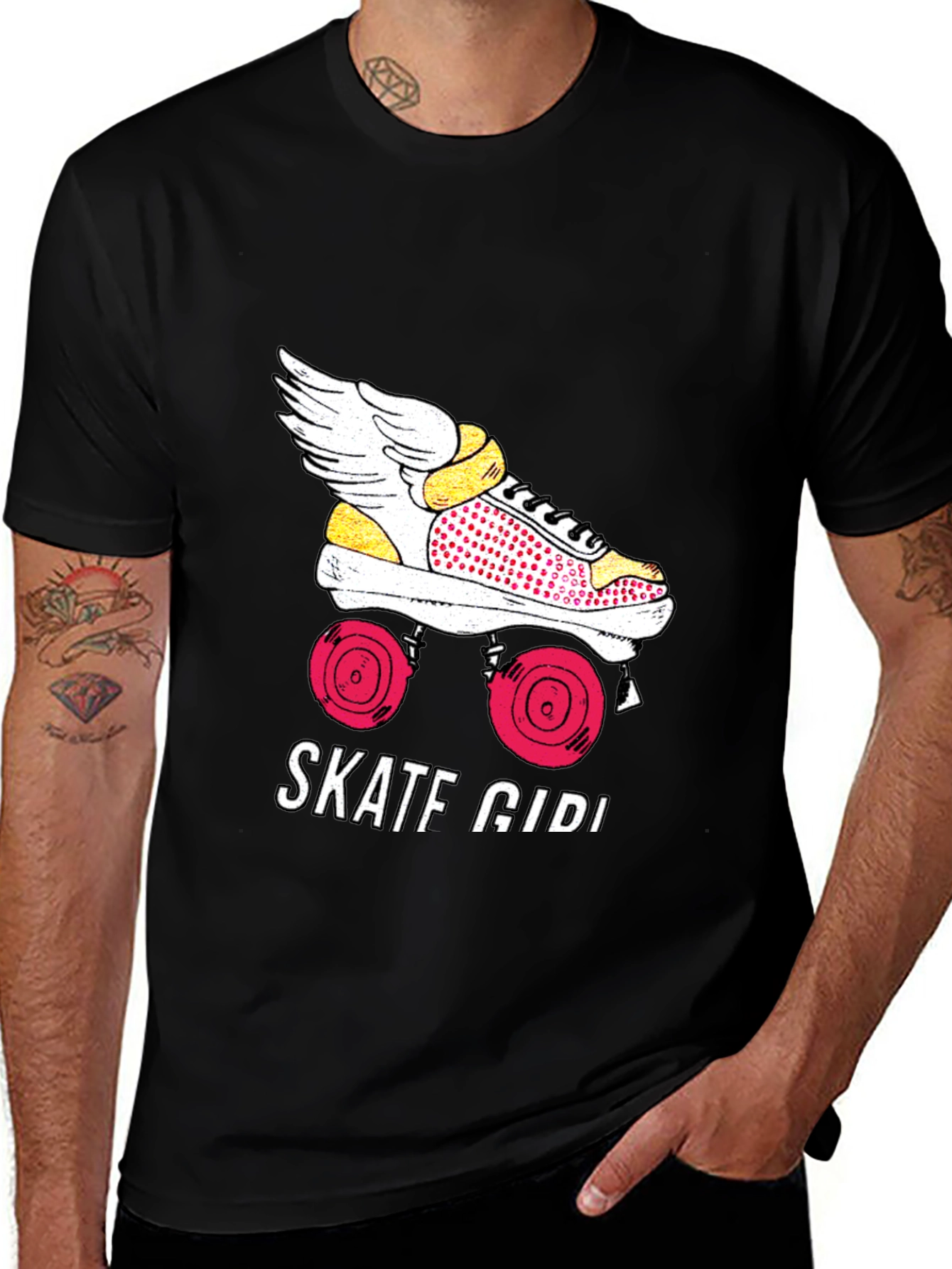 Variant 3 of Skate Girl Graphic Tee - Black Cotton T-Shirt