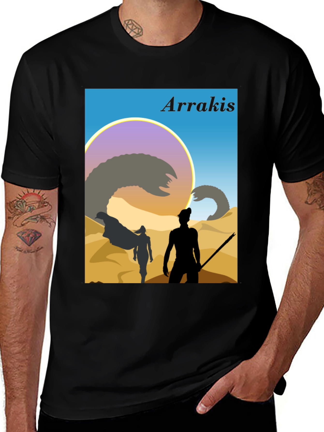 Variant 3 of Arrakis Dune Graphic T-Shirt - Sci-Fi Sandworm Tee
