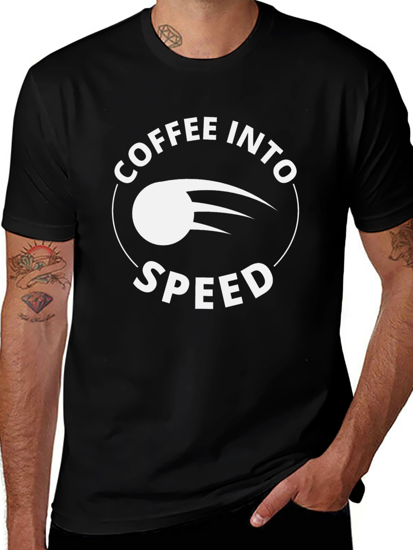 Variant 28 of Coffee Into Speed Graphic Tee - Black