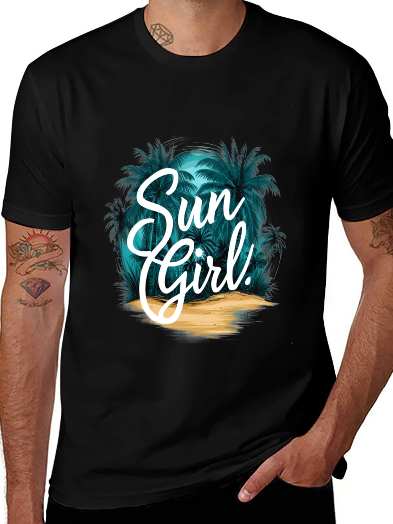 Variant 13 of Sun Girl Graphic T-Shirt - Tropical Design