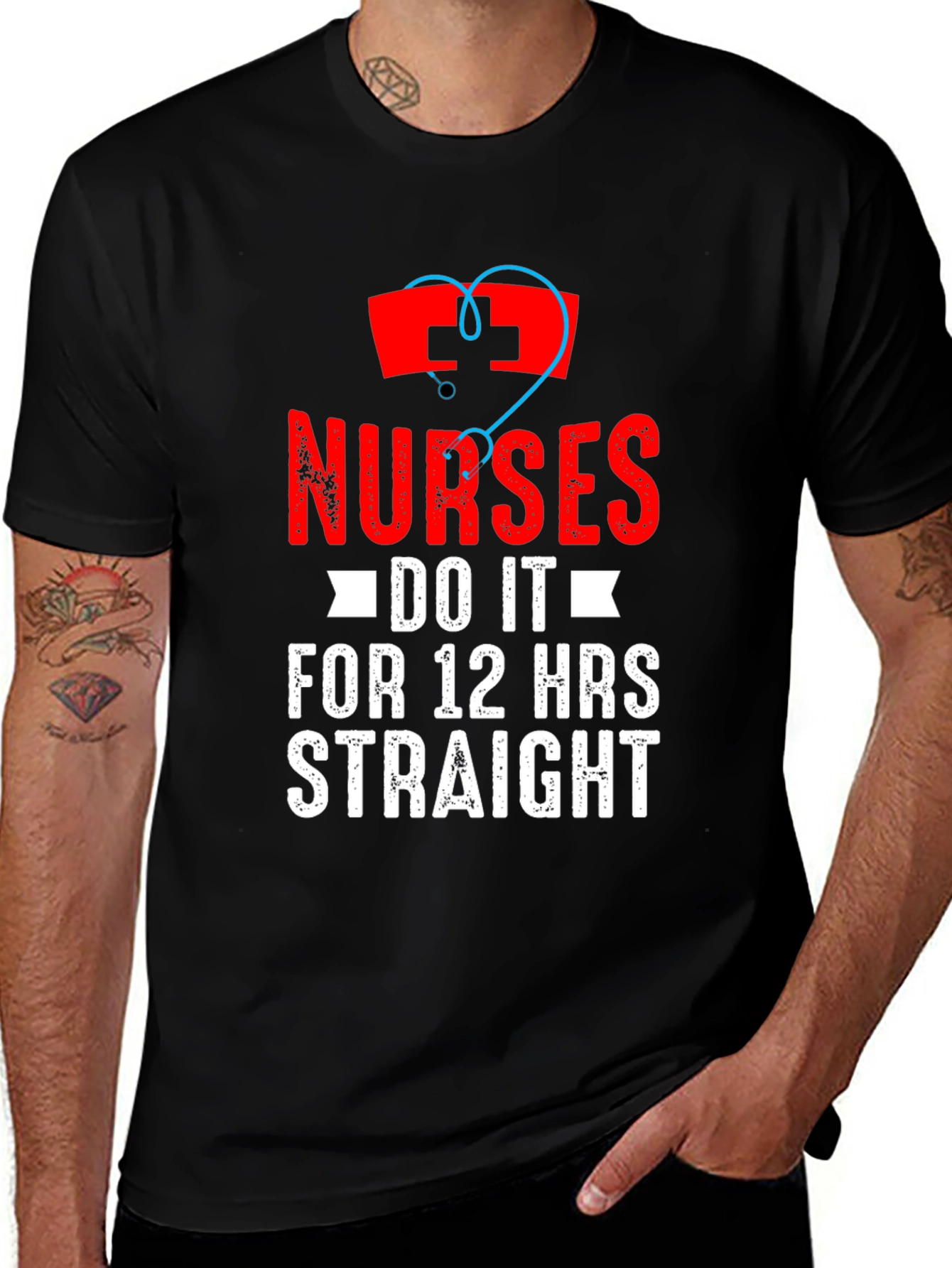 Variant 3 of Nurses Do It For 12 Hrs Straight Black T-Shirt