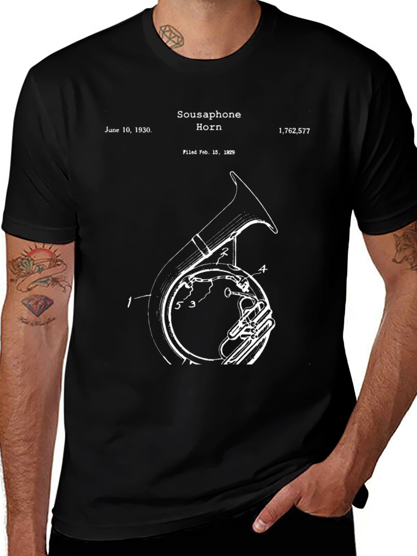 Sousaphone Horn Patent T-Shirt - Vintage Musical Design