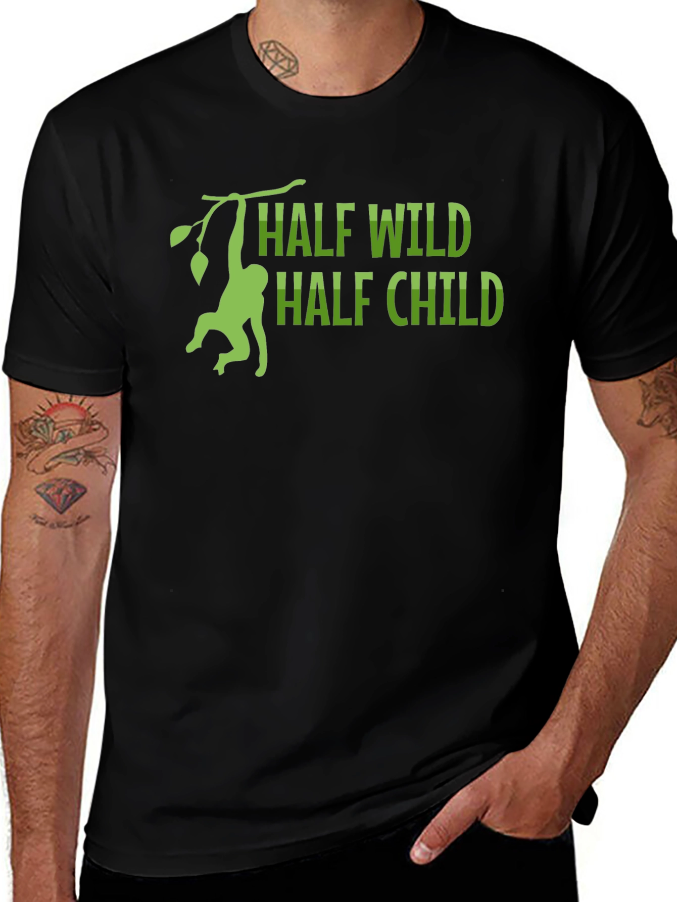 Variant 13 of Half Wild Half Child T-Shirt - Monkey Design