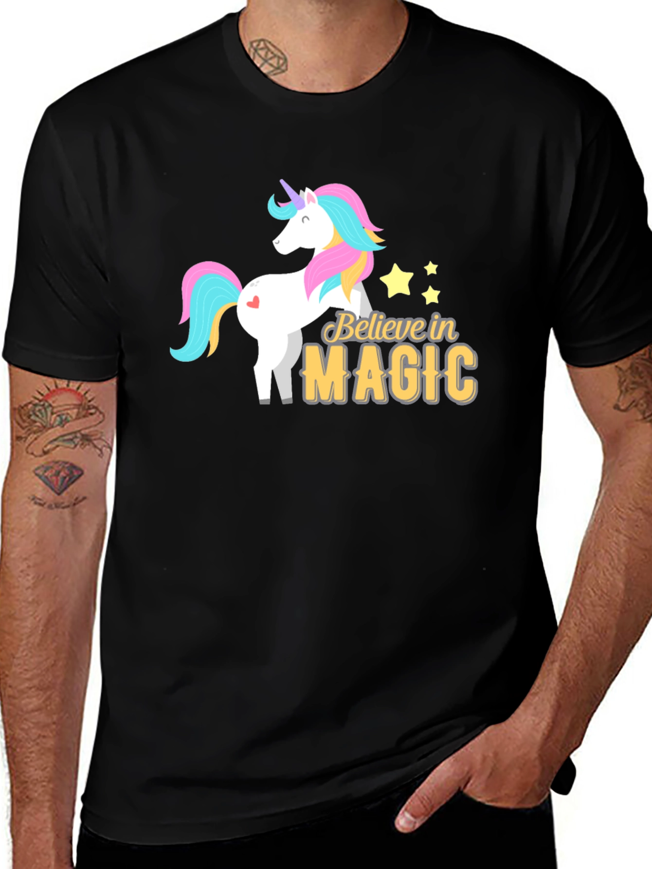 Variant 4 of Believe In Magic Unicorn Graphic Tee Shirt