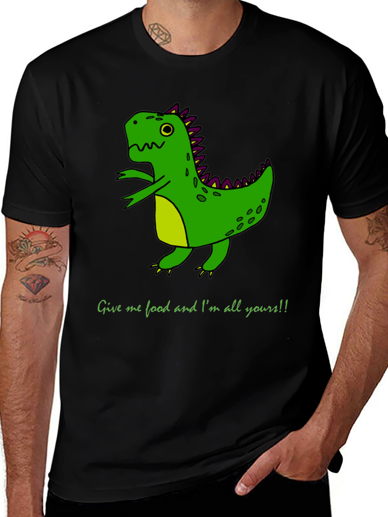 Variant 4 of Funny Dinosaur Graphic Tee - Give me Food!