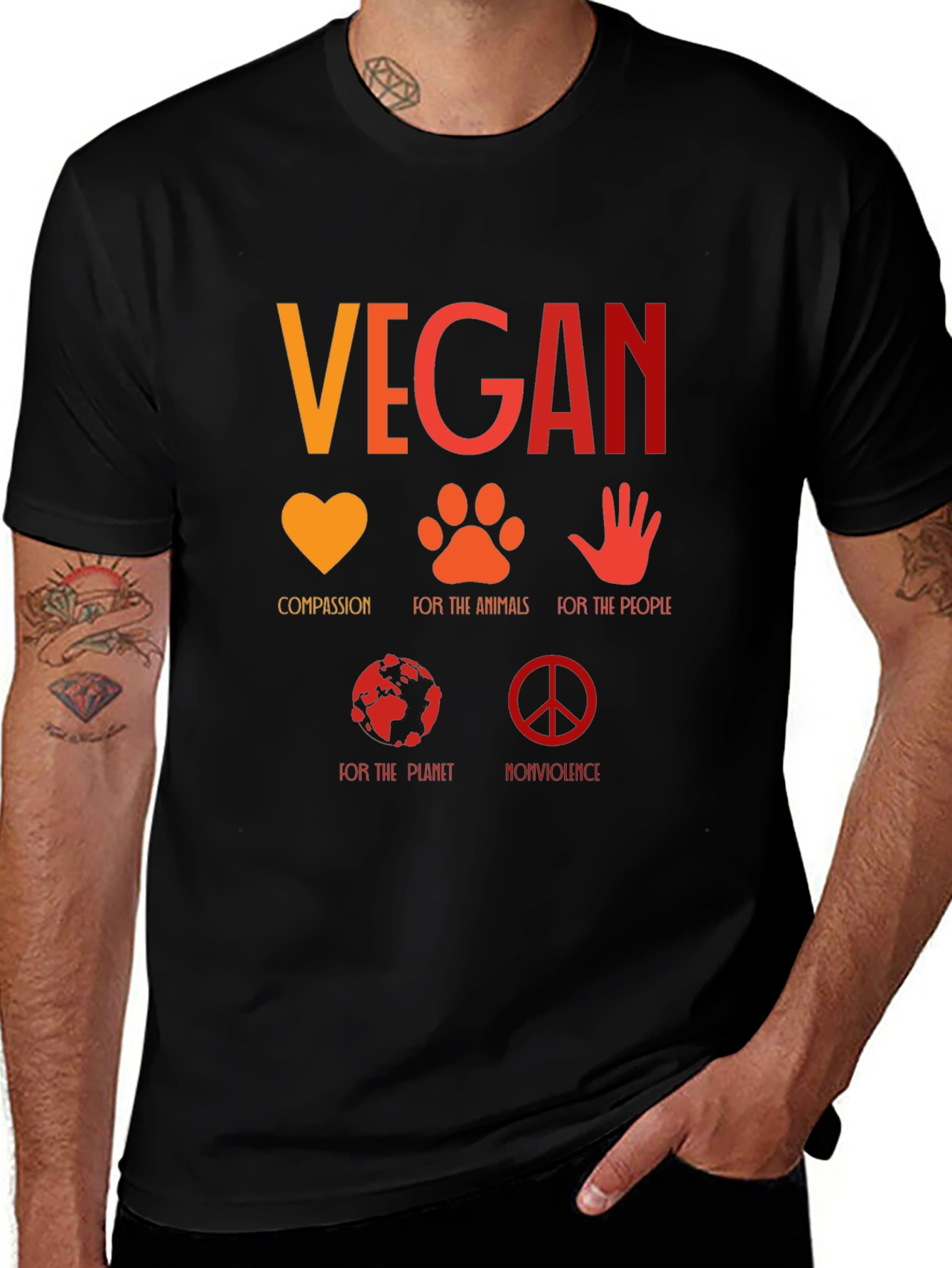 Variant 20 of Vegan Compassion T-Shirt - Animals, People, Planet