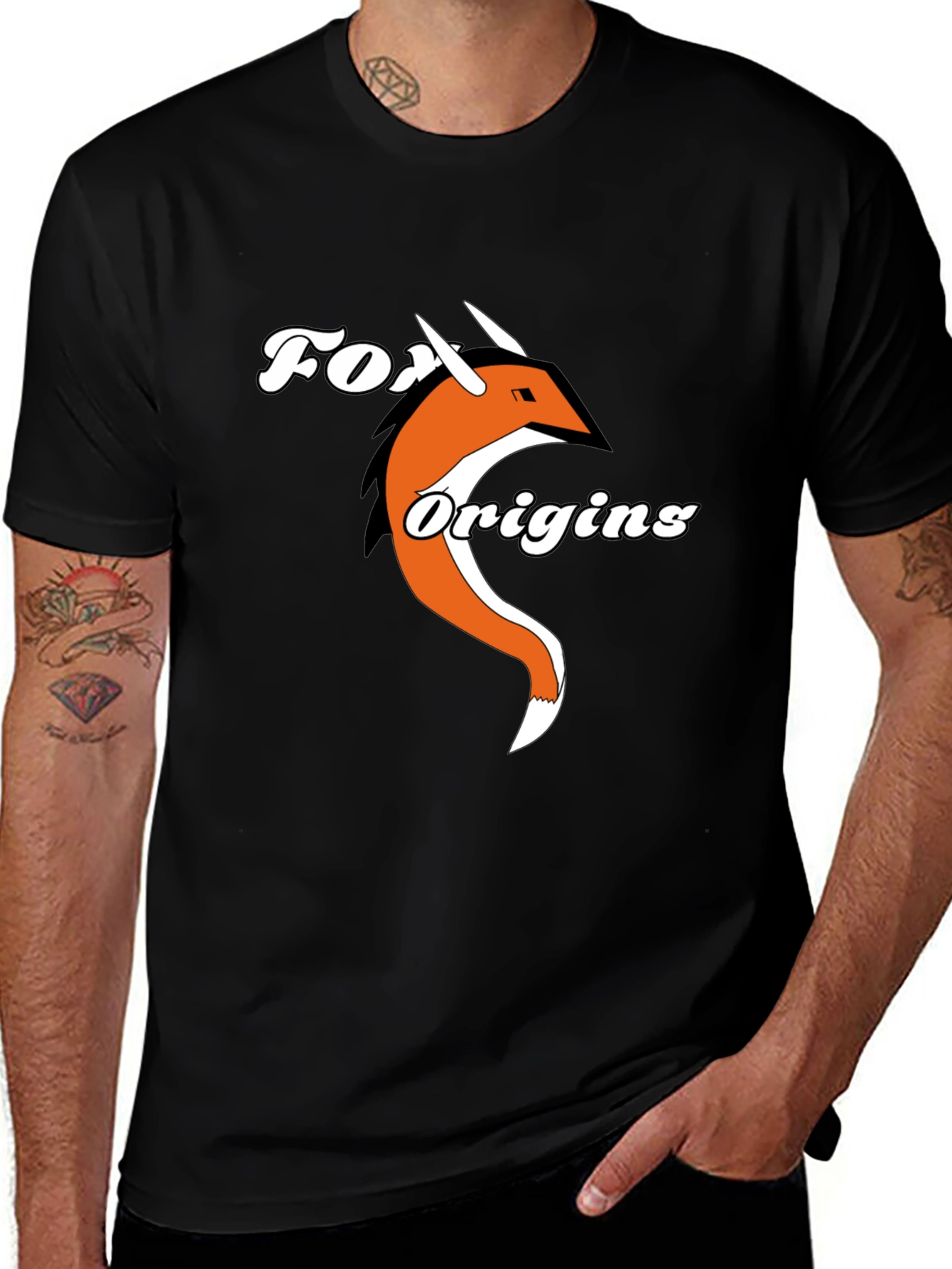 Black Fox Origins Graphic T-Shirt - Cool Animal Tee main image