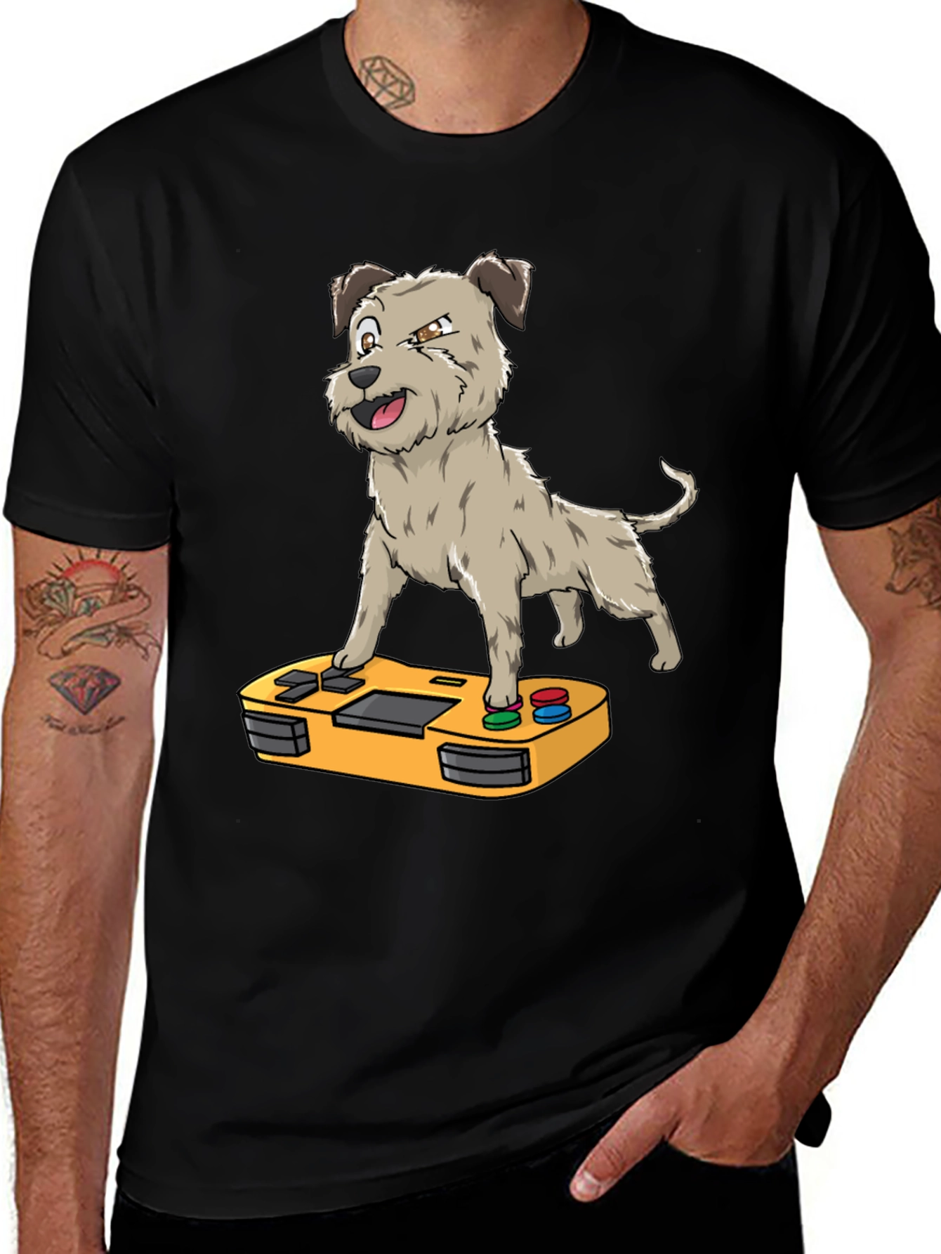 Variant 26 of Dog on Controller Graphic Tee - Gamer Style