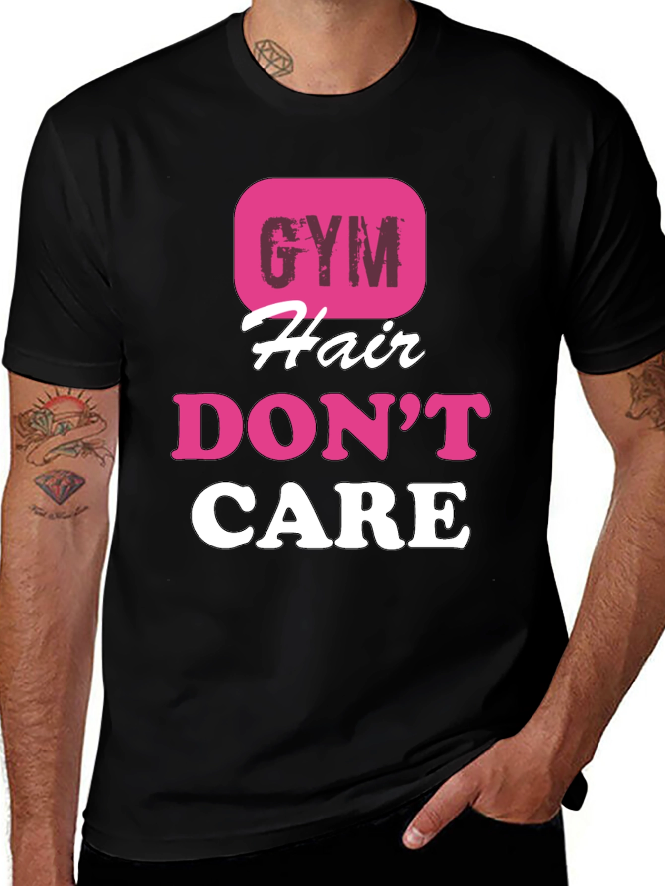 Variant 7 of Gym Hair Don't Care T-Shirt - Funny Workout Tee