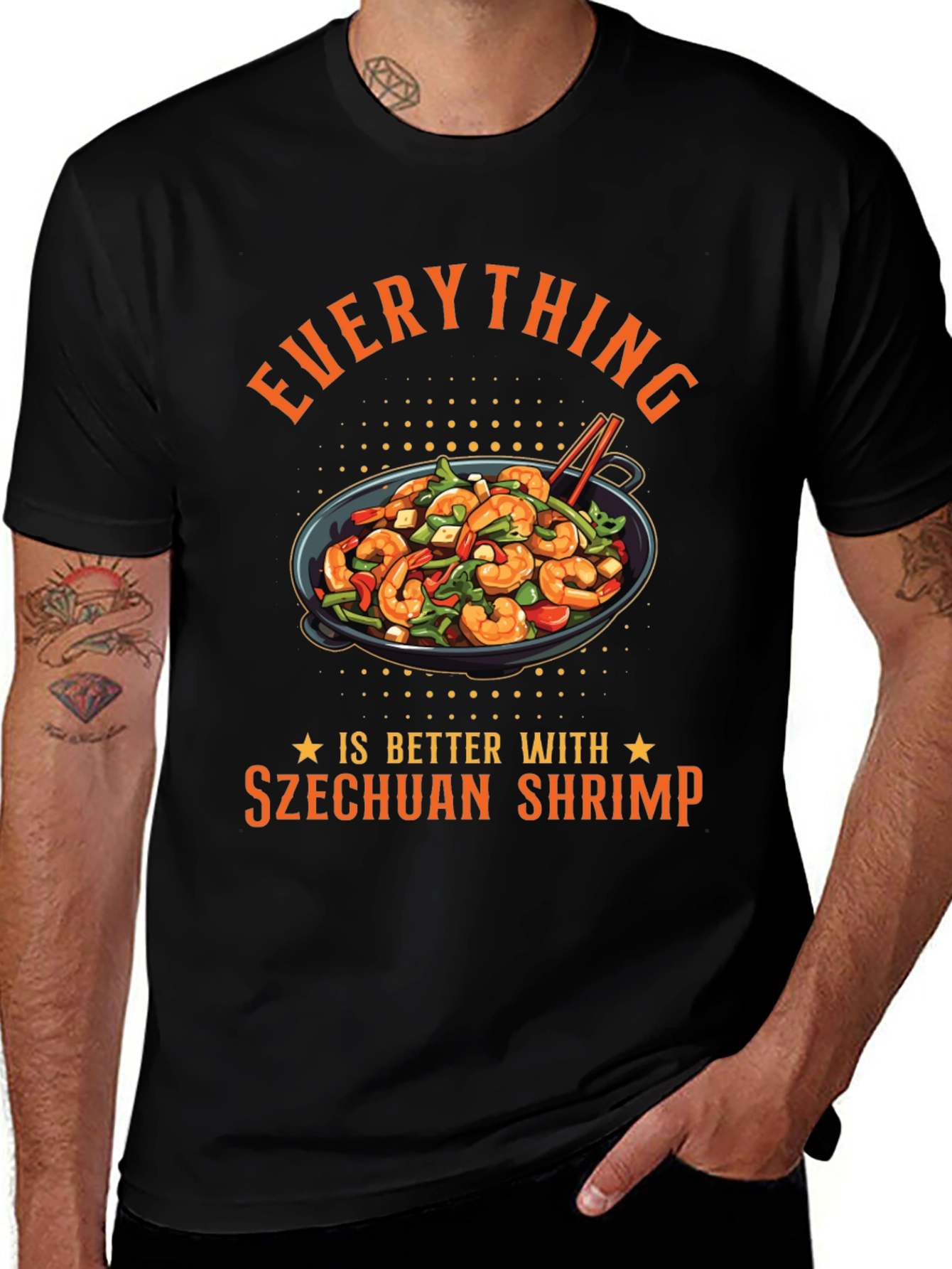 Szechuan Shrimp Graphic Tee - Foodie T-Shirt